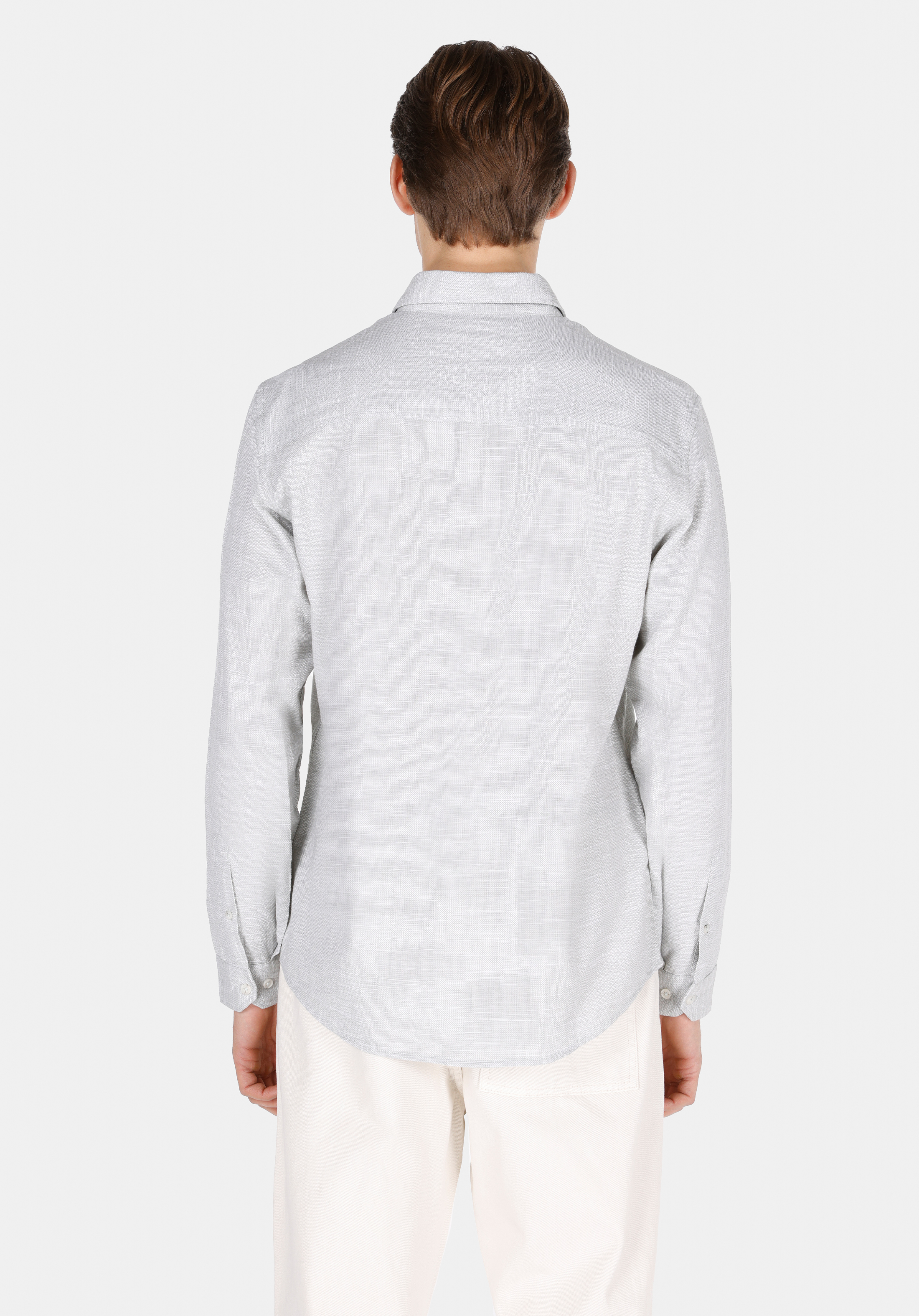 Regular Fit Shirt Neck Düz Erkek Yeşil Uzun Kol Gömlek