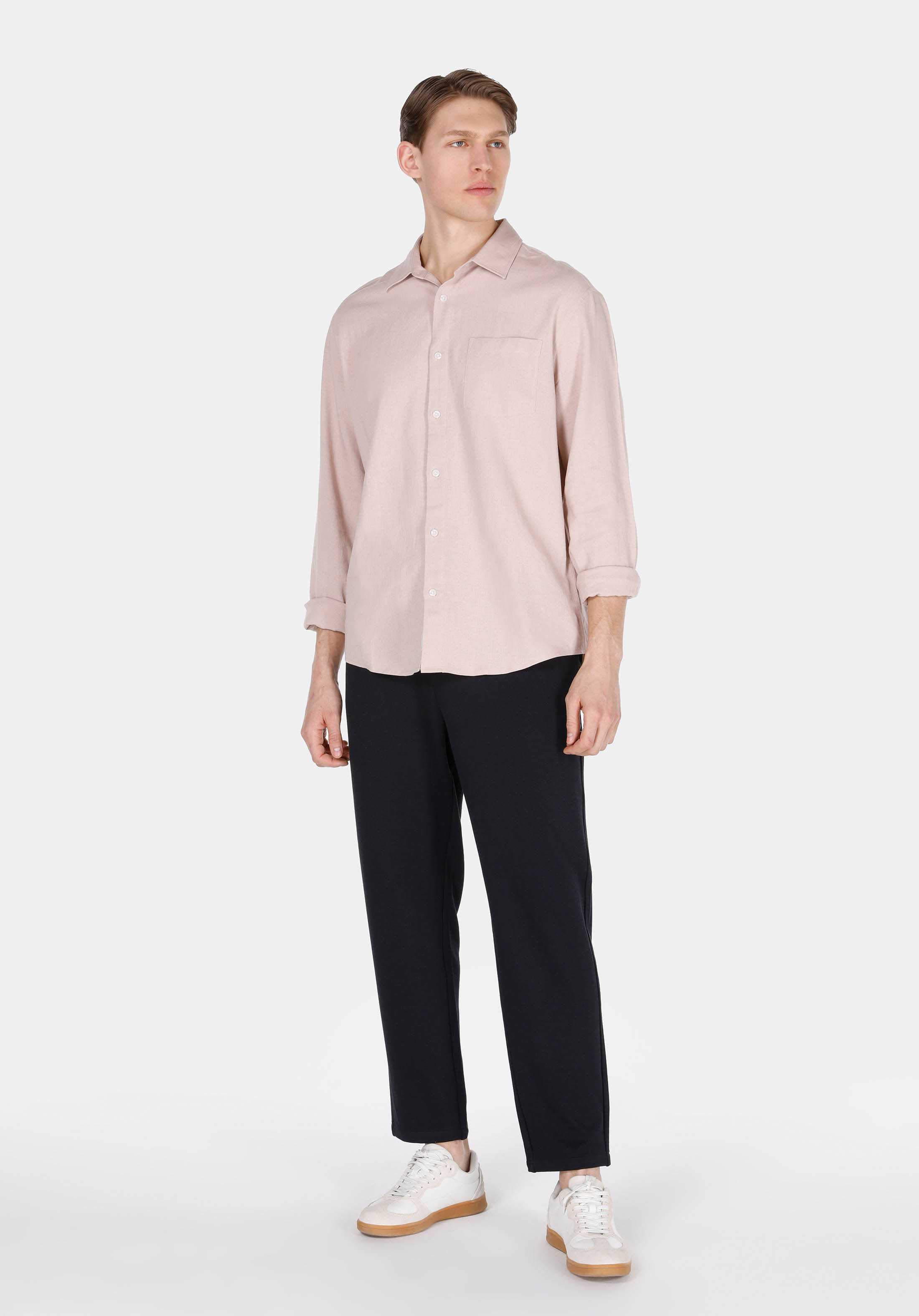 Regular Fit Orta Bel Düz Paça Erkek Lacivert  Pantolon