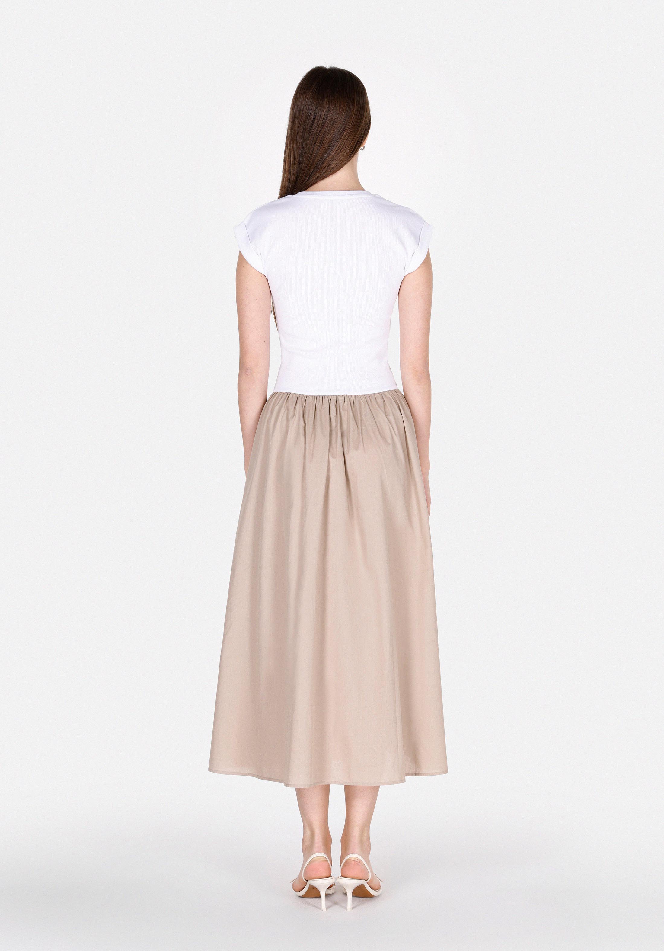 Regular Fit Düz Kadın Beyaz Kısa Kol Elbise