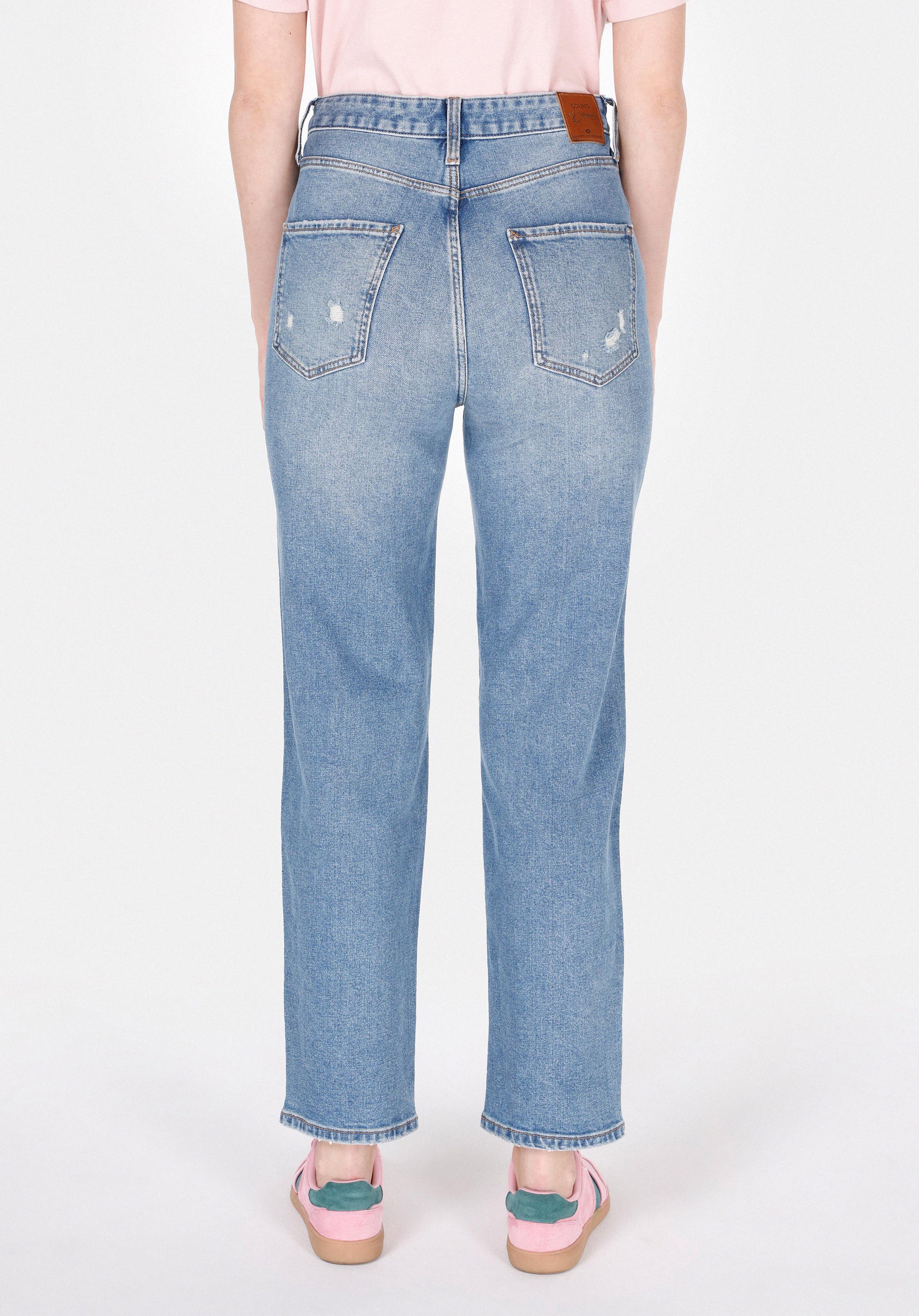 Straight Fit Yüksel Bel Düz Paça Kadın İndigo Jean Pantolon