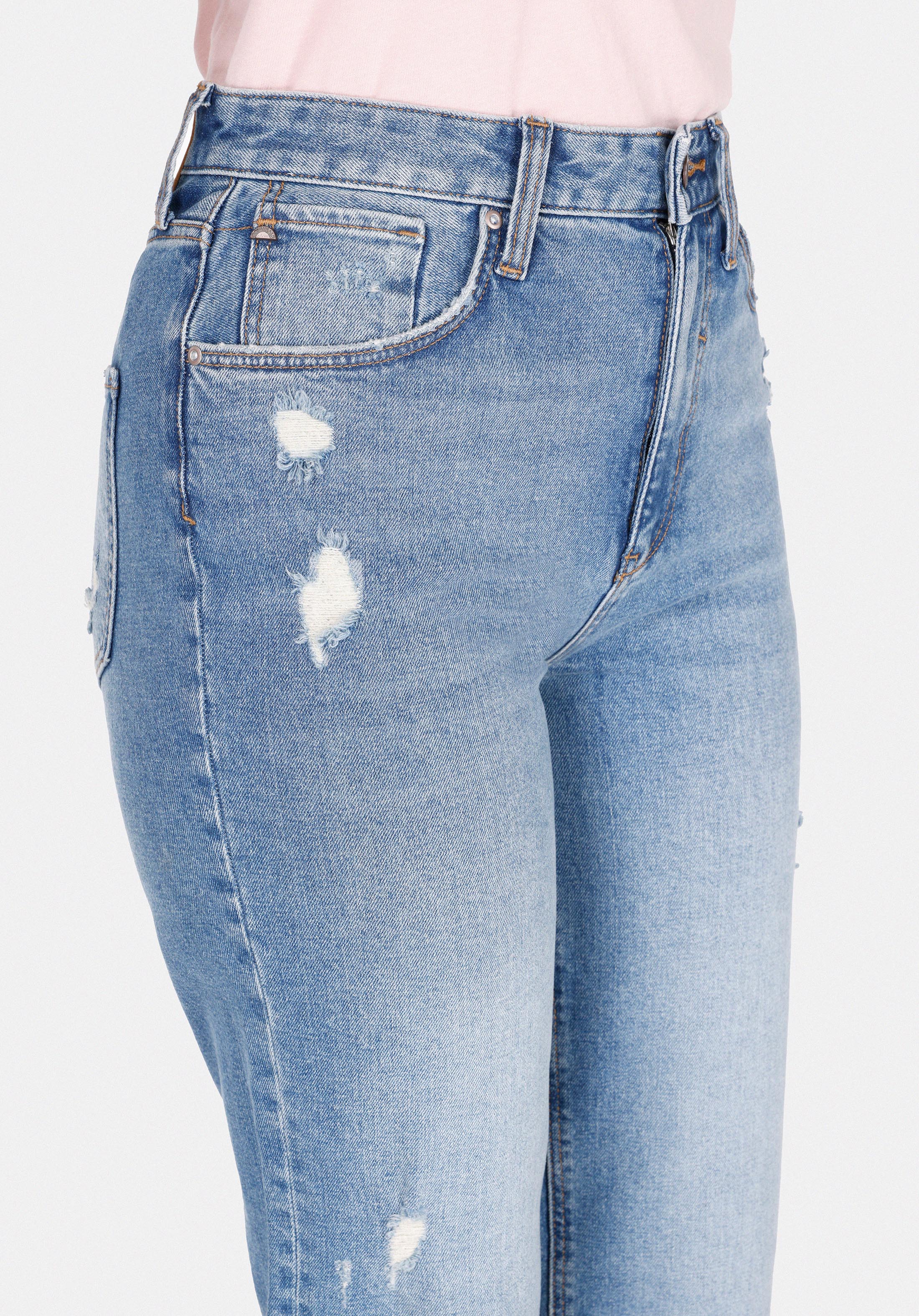 Straight Fit Yüksel Bel Düz Paça Kadın İndigo Jean Pantolon