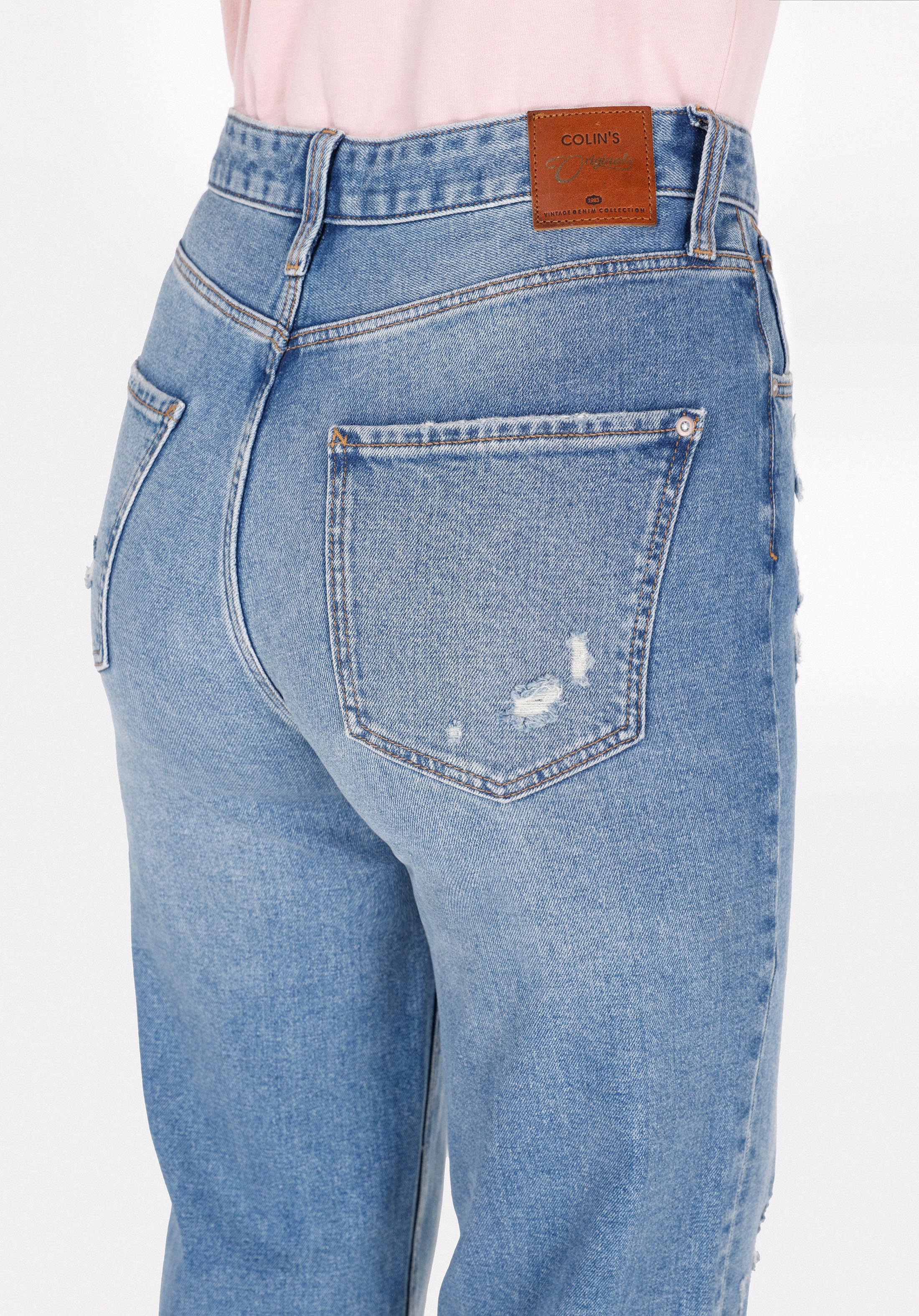 Straight Fit Yüksel Bel Düz Paça Kadın İndigo Jean Pantolon