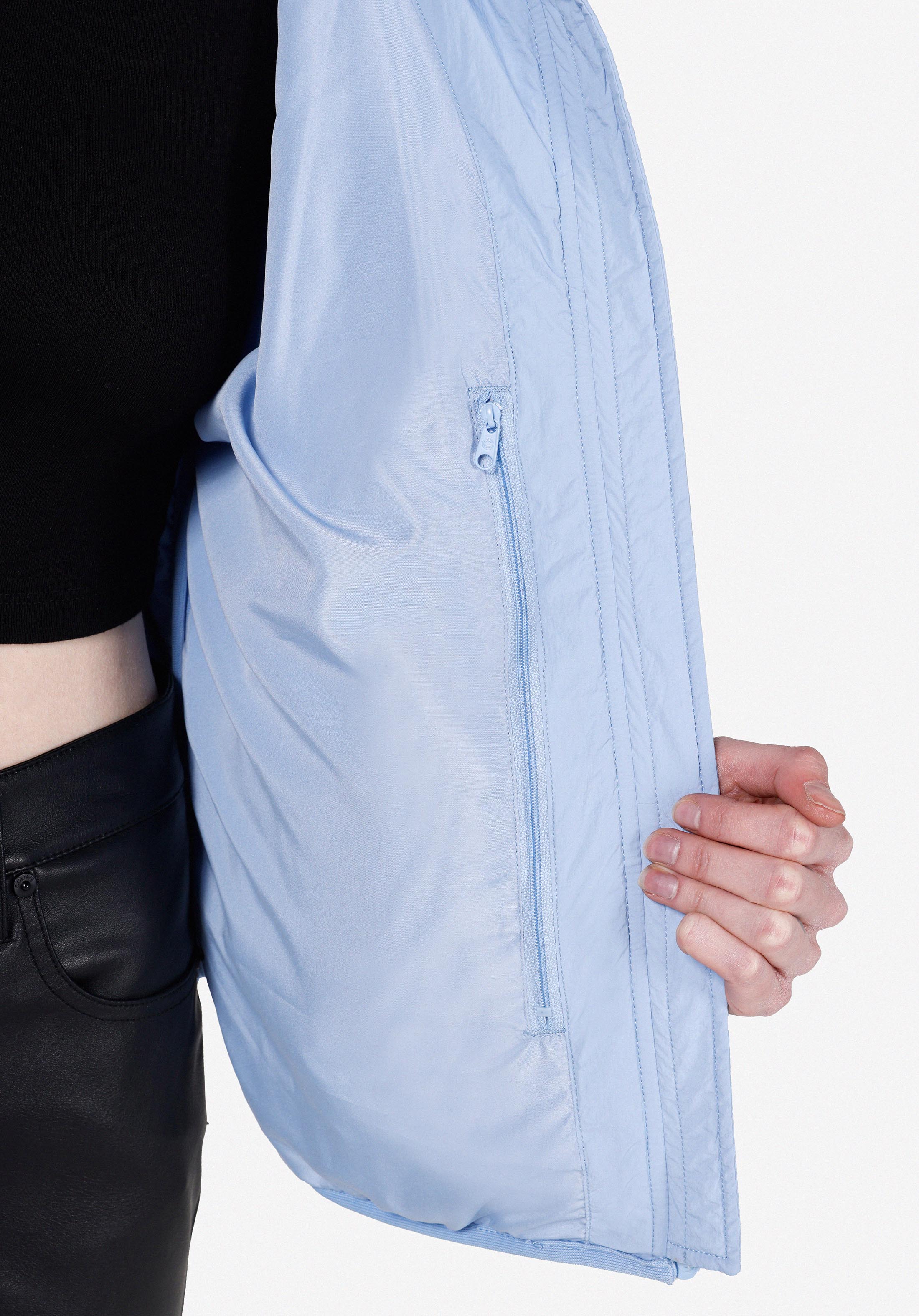 Regular Fit Kapüşonlu Fermuarlı Astarlı Suya Dayanıklı Kadın Mavi Mont