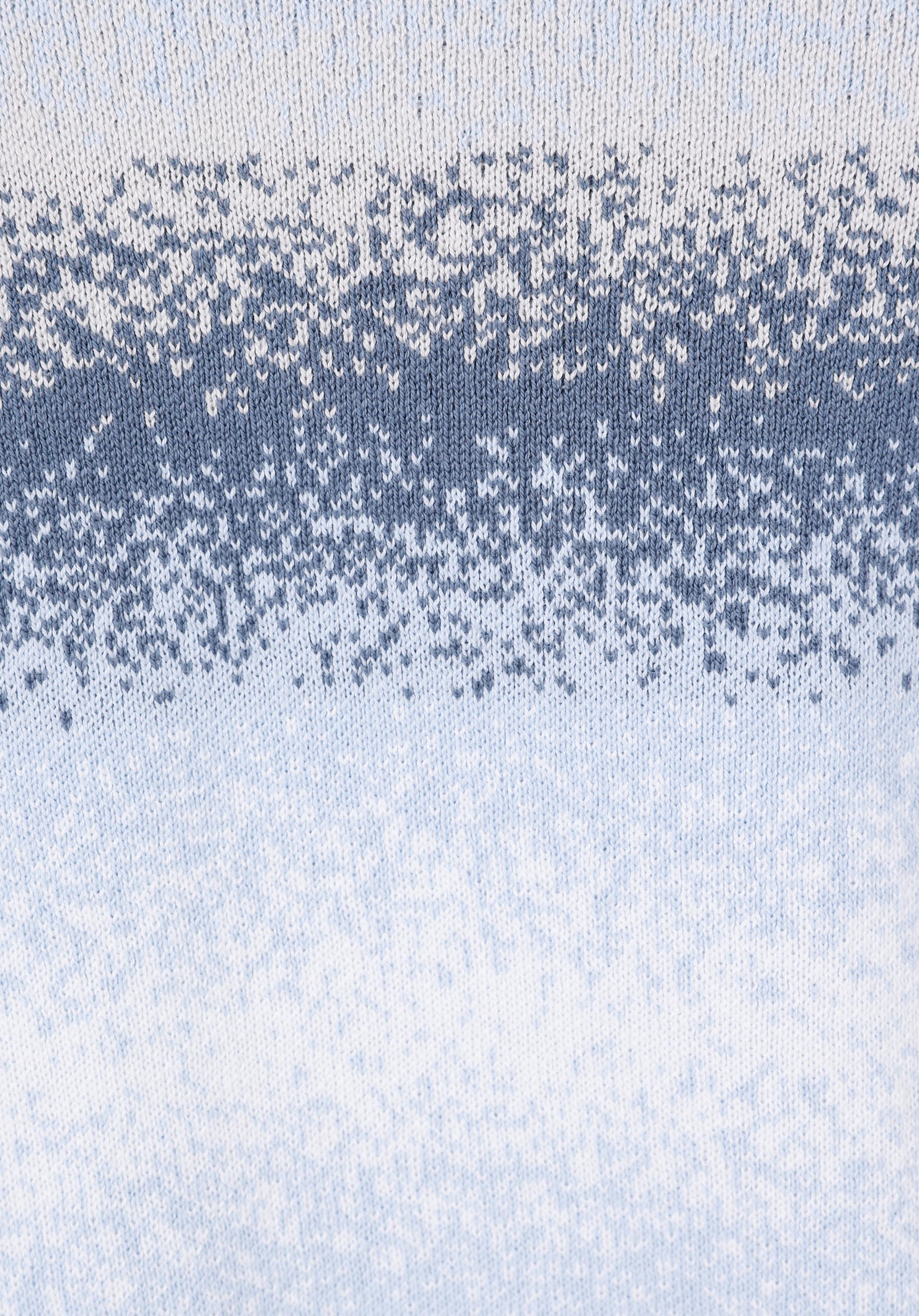 Regular Fit Yuvarlak Yaka Jakarlı Erkek Mavi Kazak