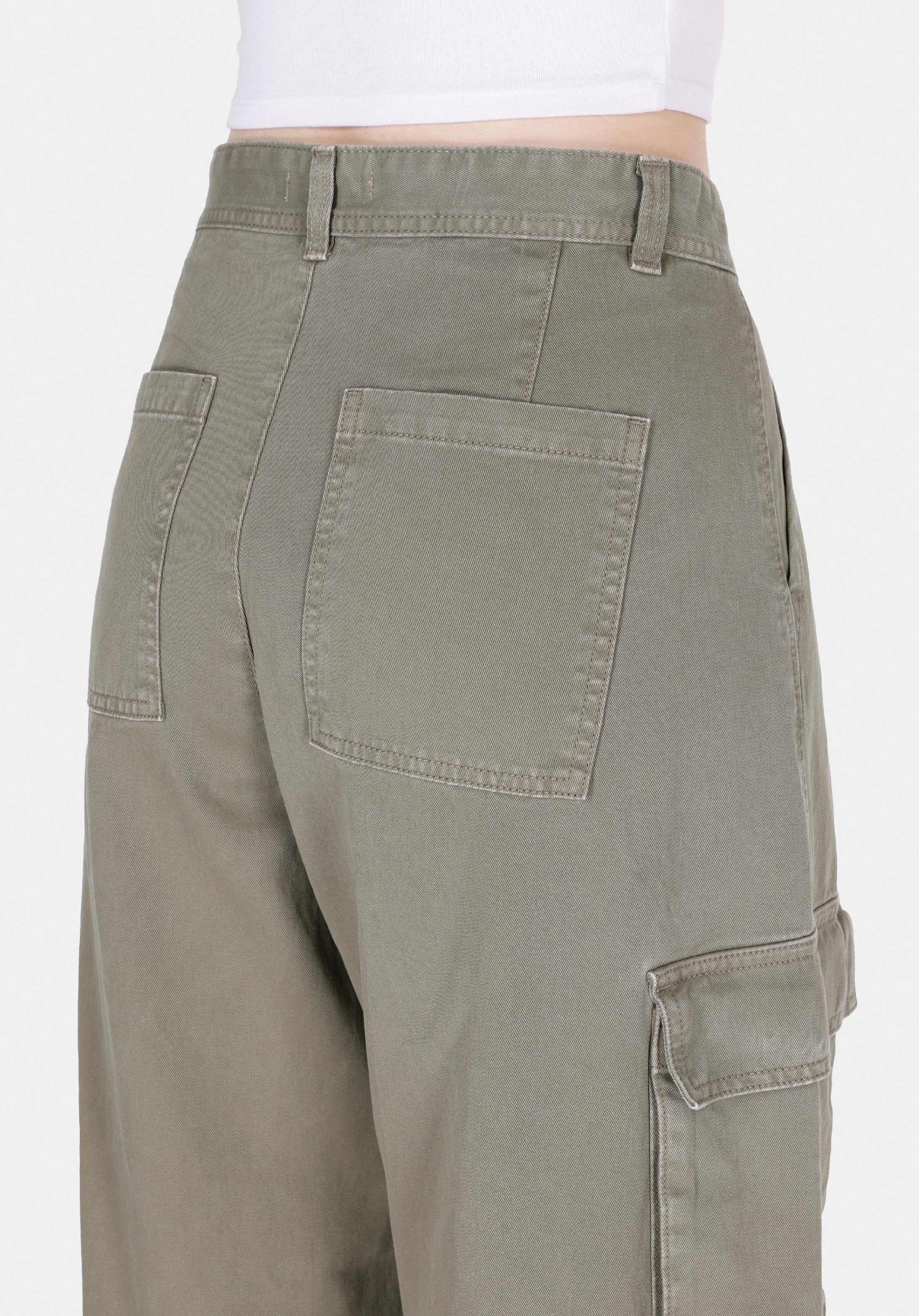 Regular Fit Orta Bel Geniş Paça Kadın Yeşil  Pantolon