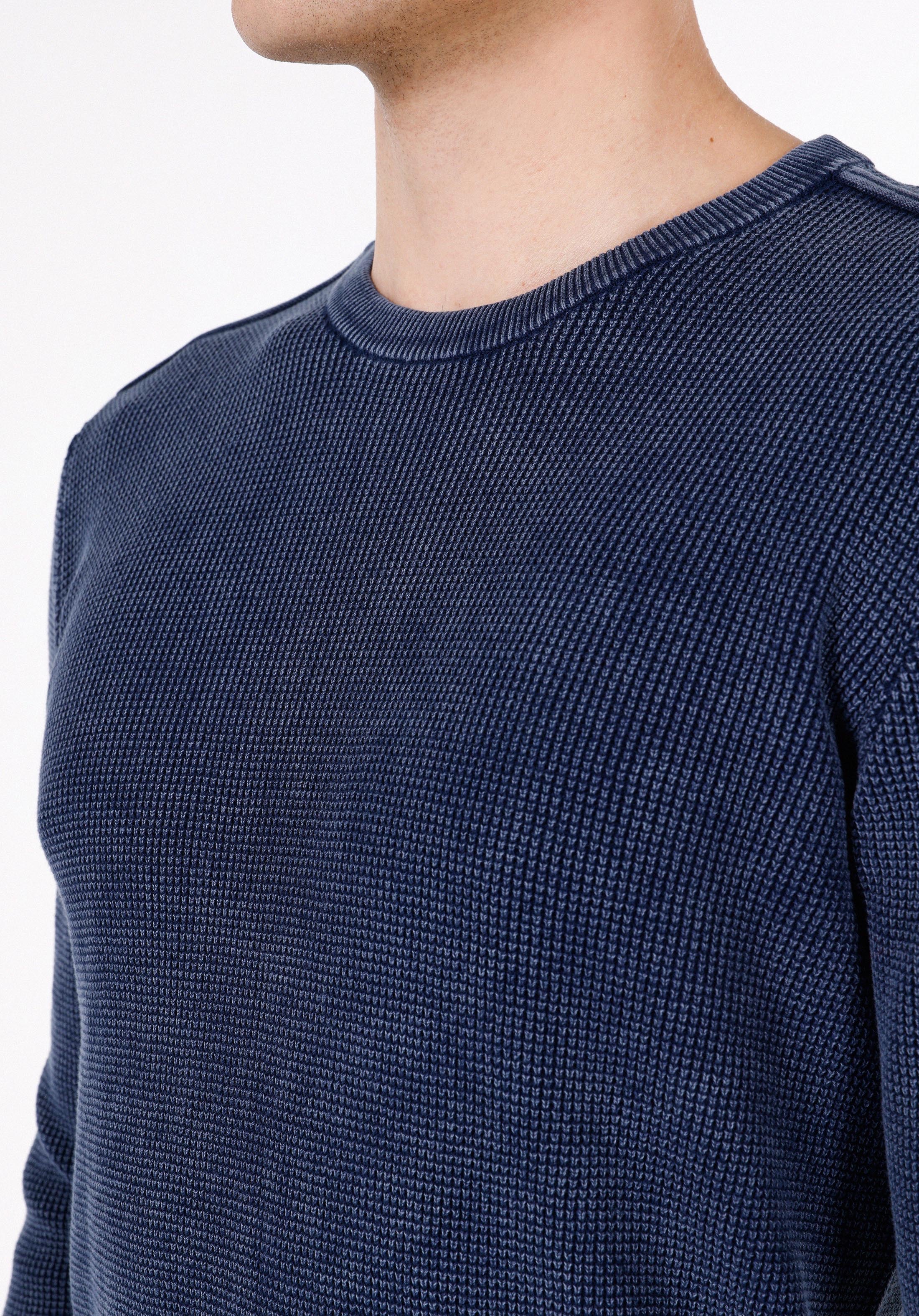 Regular Fit Yuvarlak Yaka Jakarlı Erkek Mavi Kazak