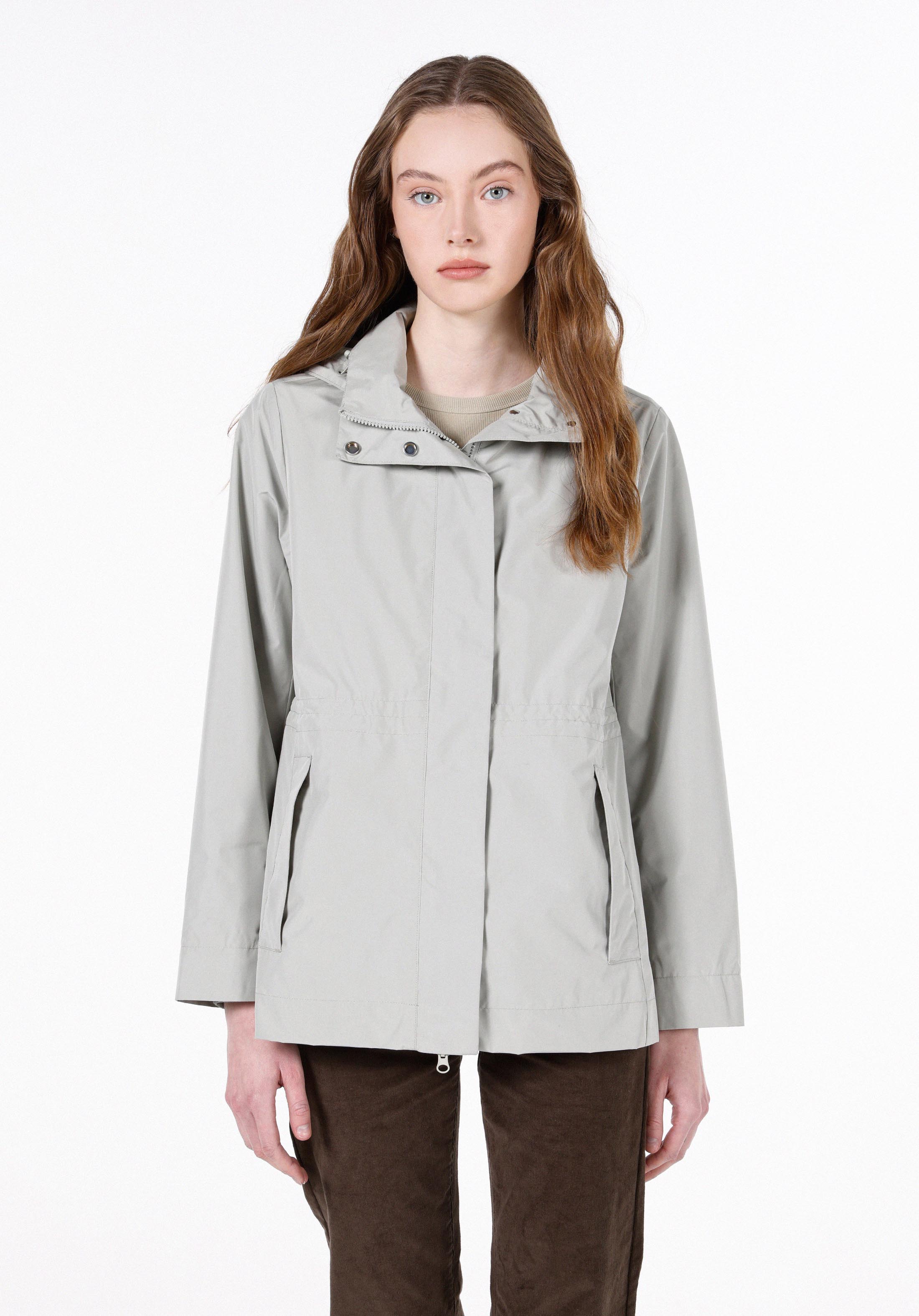 Regular Fit Düz Astarlı Çıtçıtlı Su Geçirmez Kadın Yeşil Yağmurluk