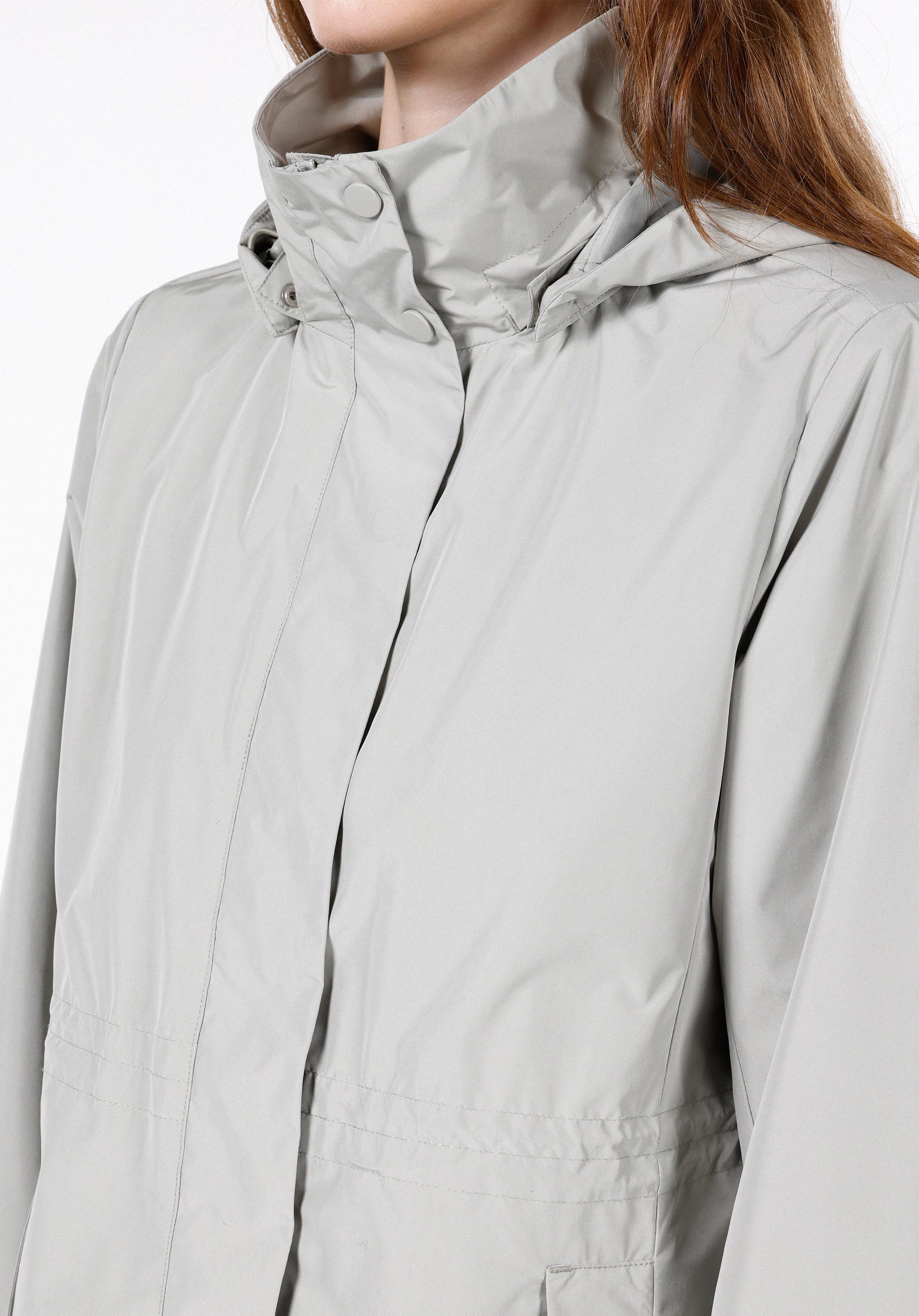 Regular Fit Düz Astarlı Çıtçıtlı Su Geçirmez Kadın Yeşil Yağmurluk