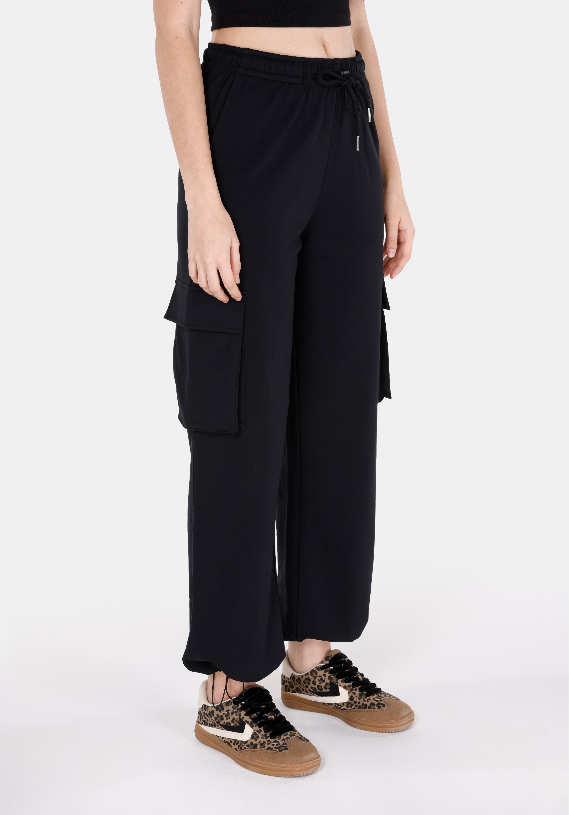 Regular Fit Orta Bel Düz Kadın Siyah Eşofman Altı