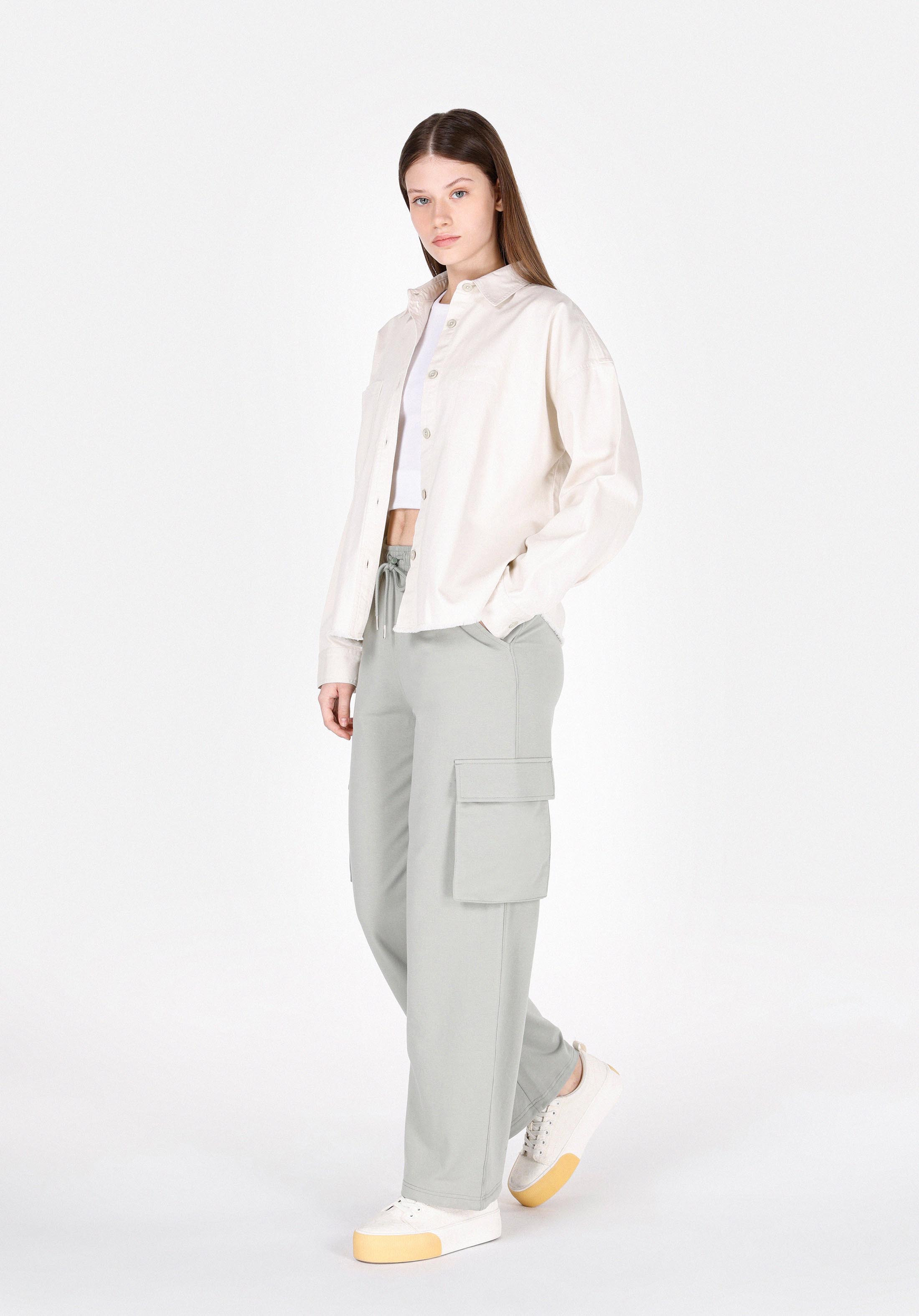 Regular Fit Orta Bel Düz Kadın Yeşil Eşofman Altı