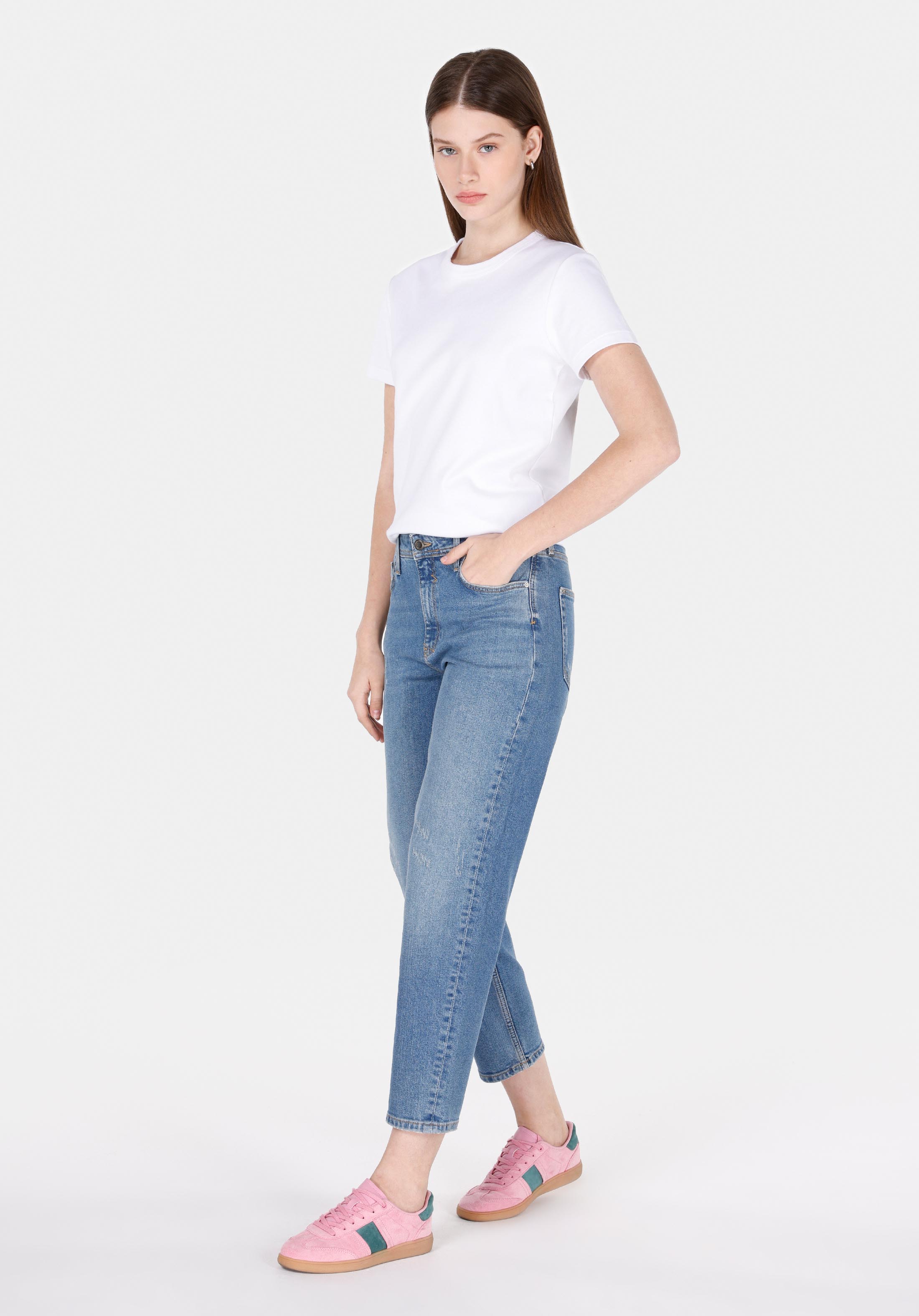 Boyfriend Fit Orta Bel Daralan Paça Kadın İndigo Jean Pantolon