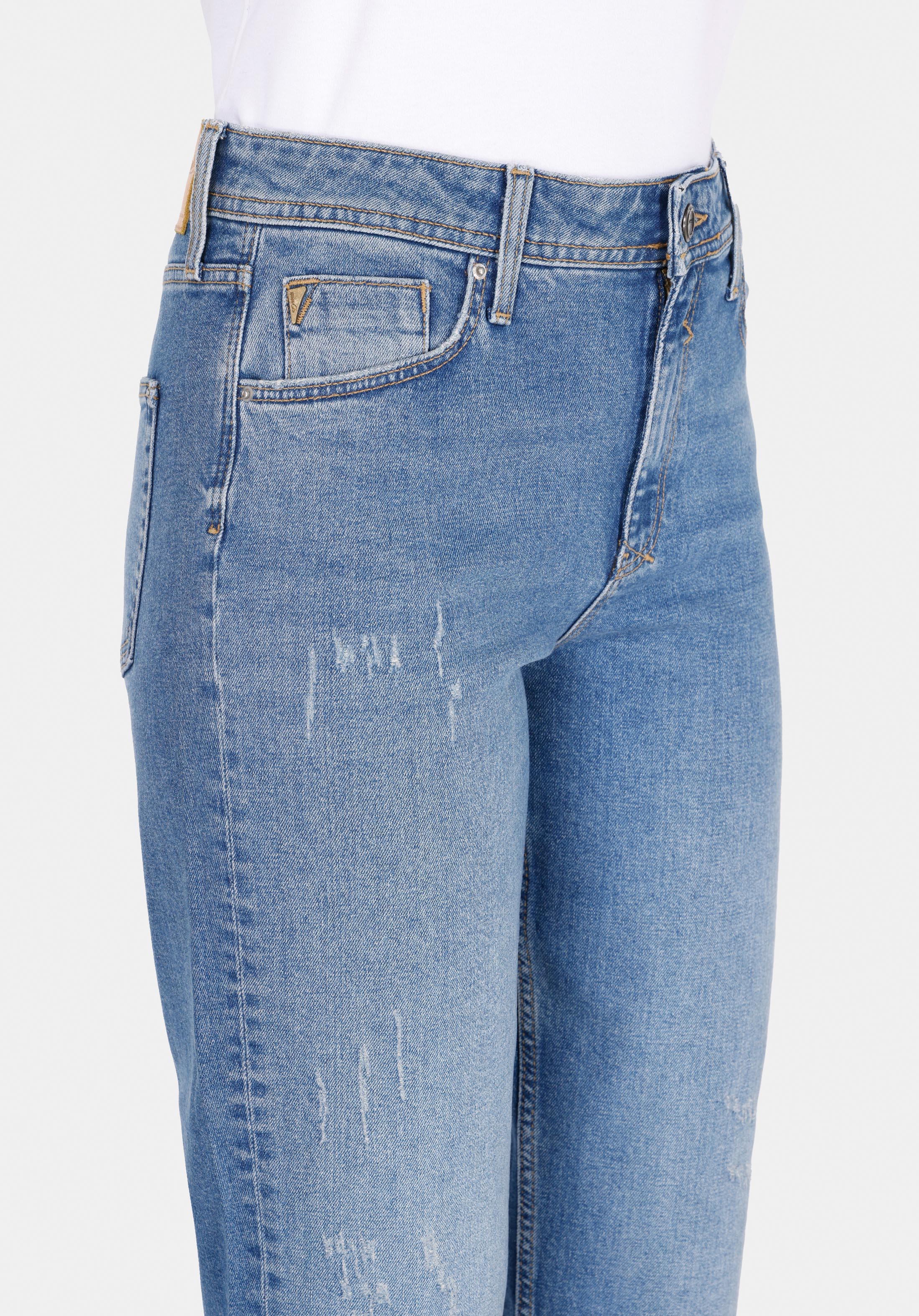 Boyfriend Fit Orta Bel Daralan Paça Kadın İndigo Jean Pantolon