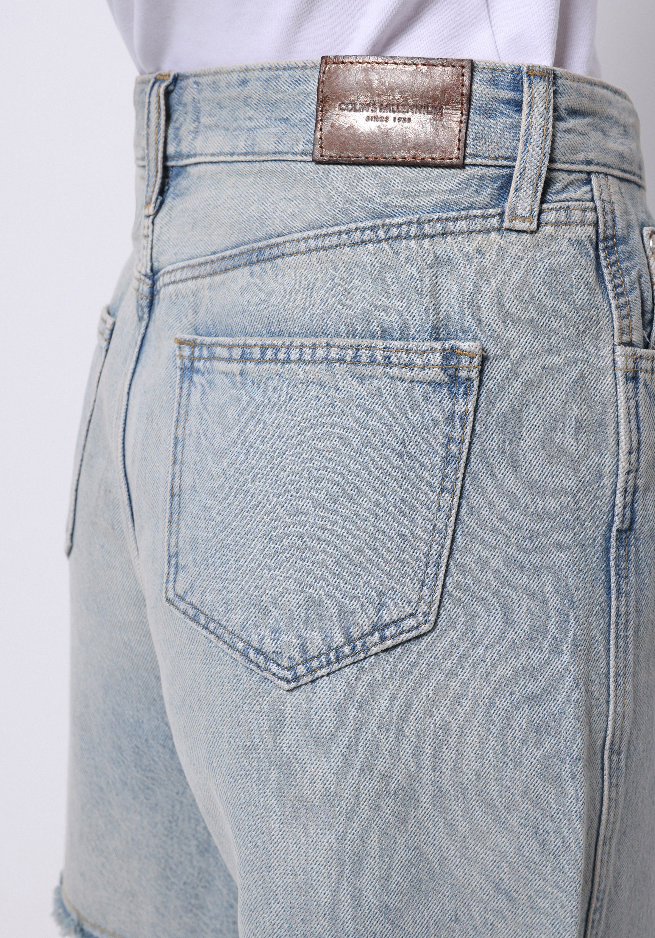 Regular Fit Yüksel Bel Düz Kadın İndigo Jean Şort