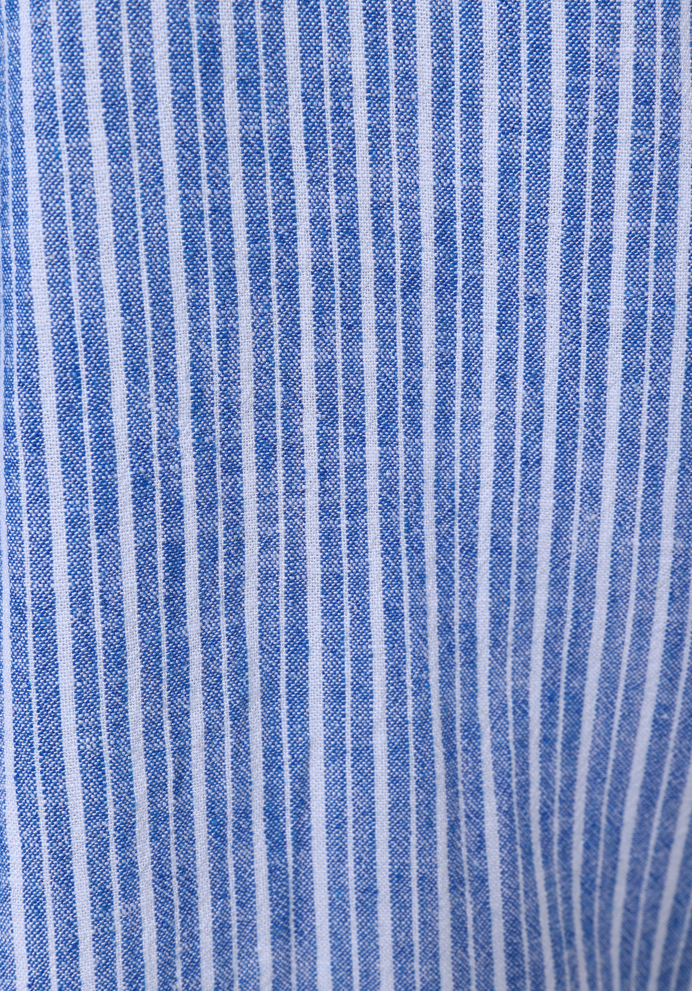 Regular Fit Shirt Neck Çizgili Kadın Mavi Uzun Kol Gömlek