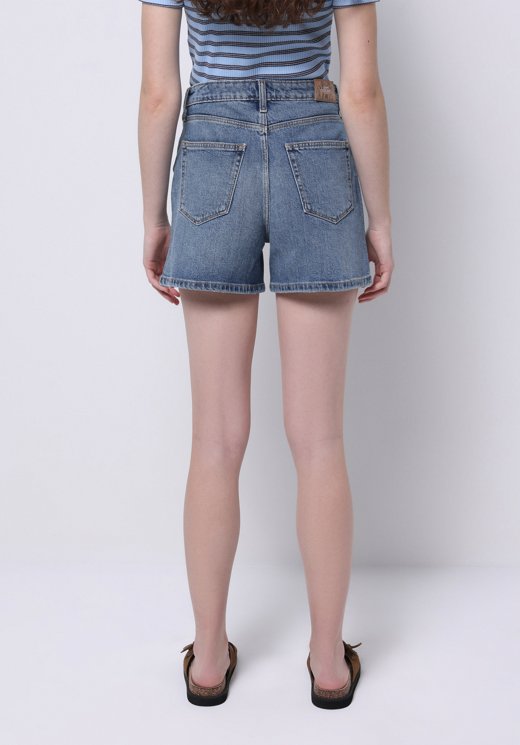 Regular Fit Yüksel Bel Düz Kadın Denim Jean Şort