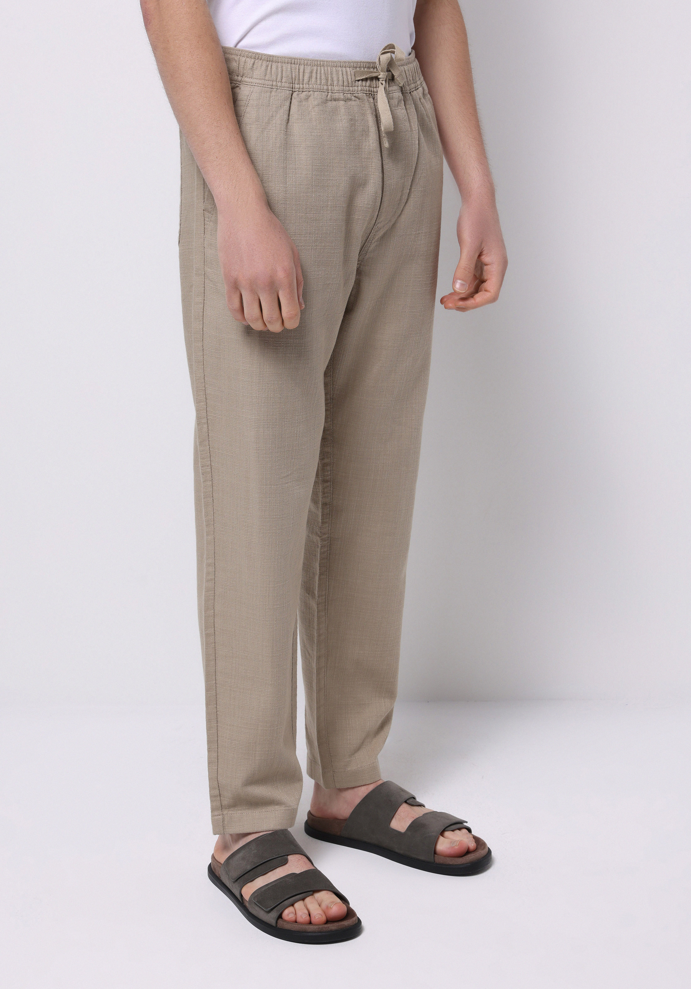 Regular Fit Orta Bel Uzun Paça Erkek Bej  Pantolon