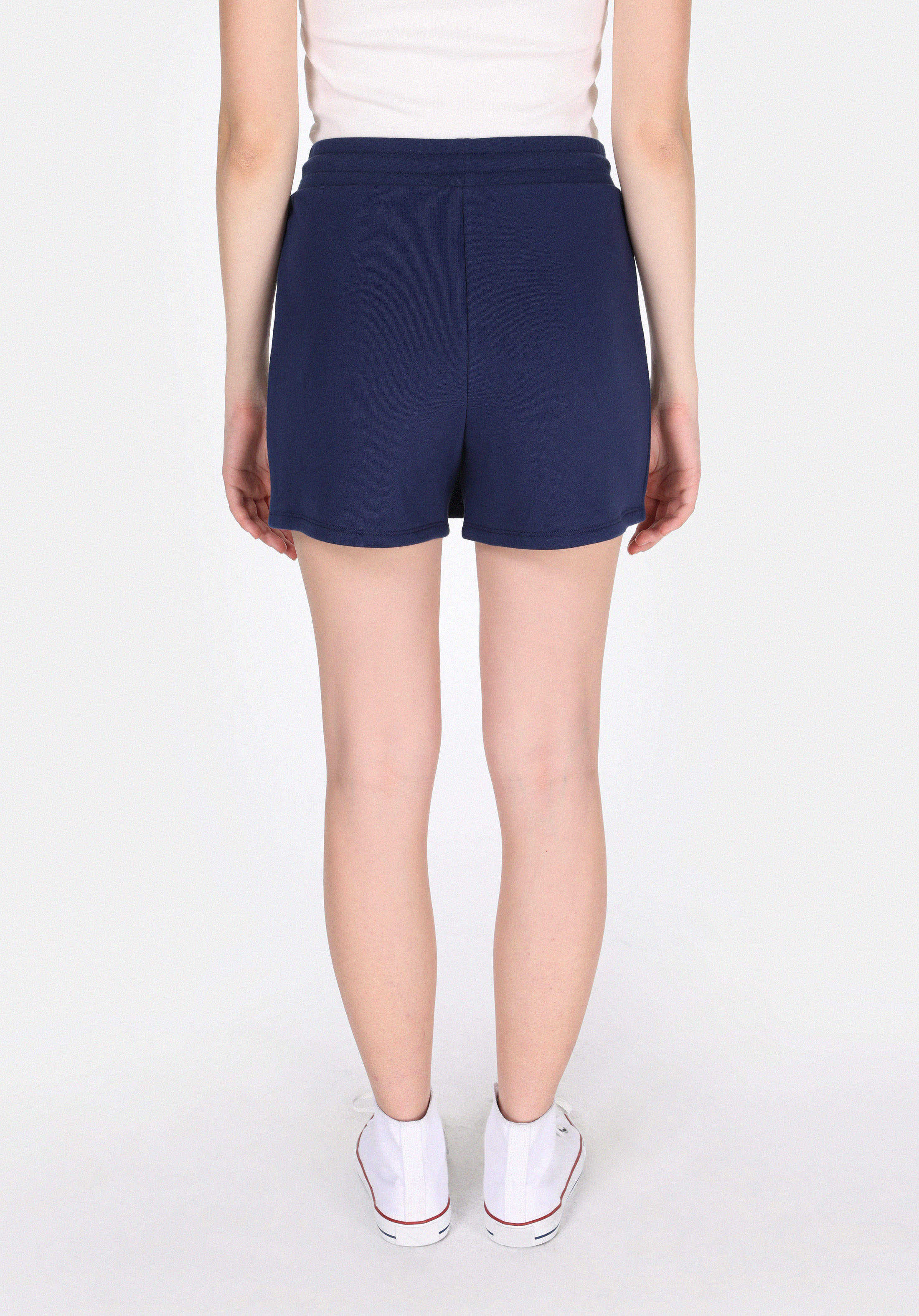 Slim Fit Orta Bel Düz Kadın Lacivert Şort