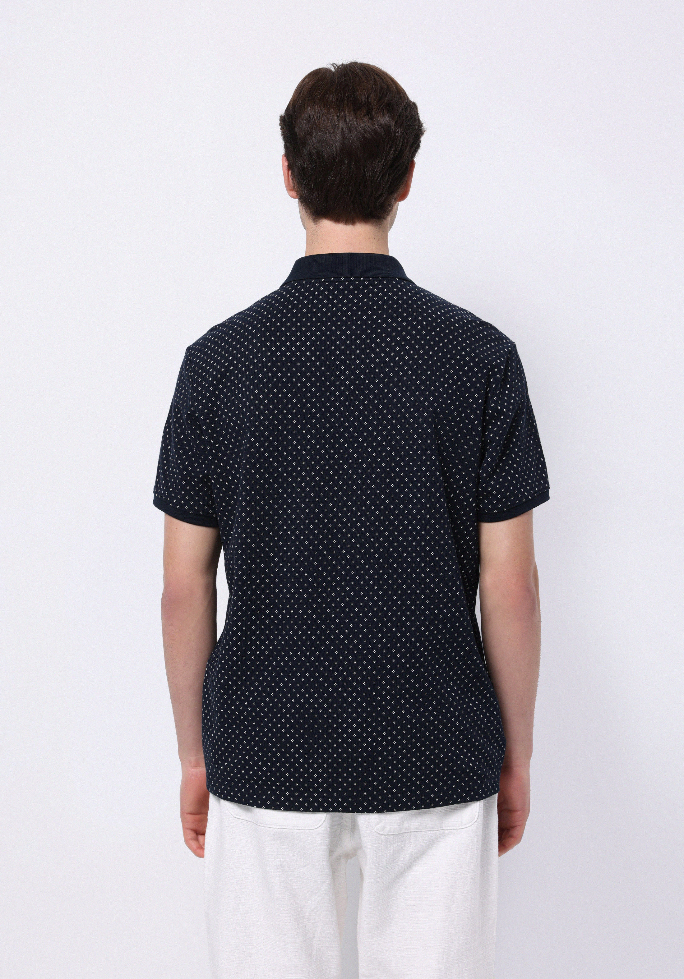 Regular Fit Polo Yaka Baskılı Erkek Lacivert Kısa Kol Tişört
