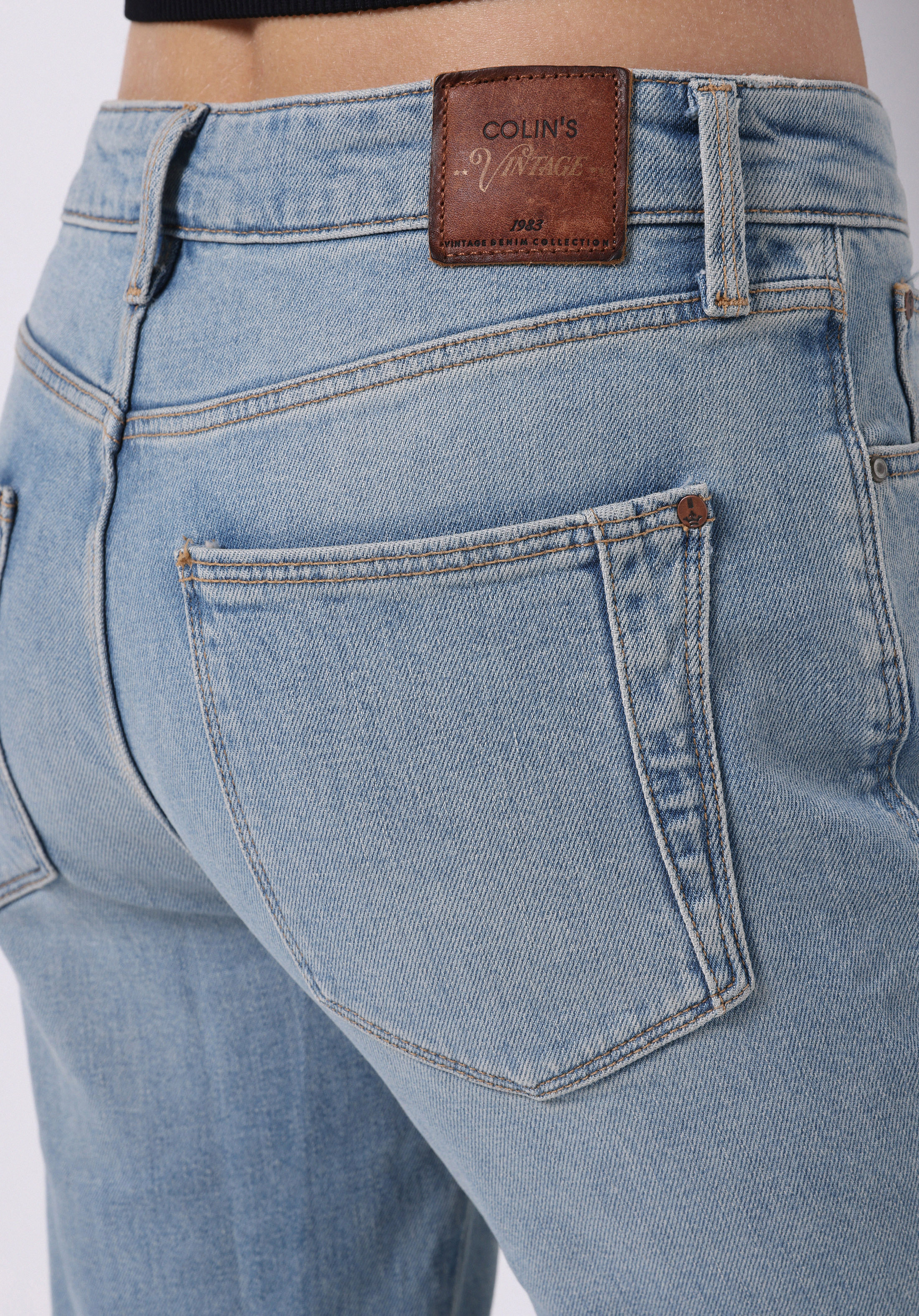 Slim Fit Orta Bel Cigarette Leg Kadın İndigo Jean Pantolon