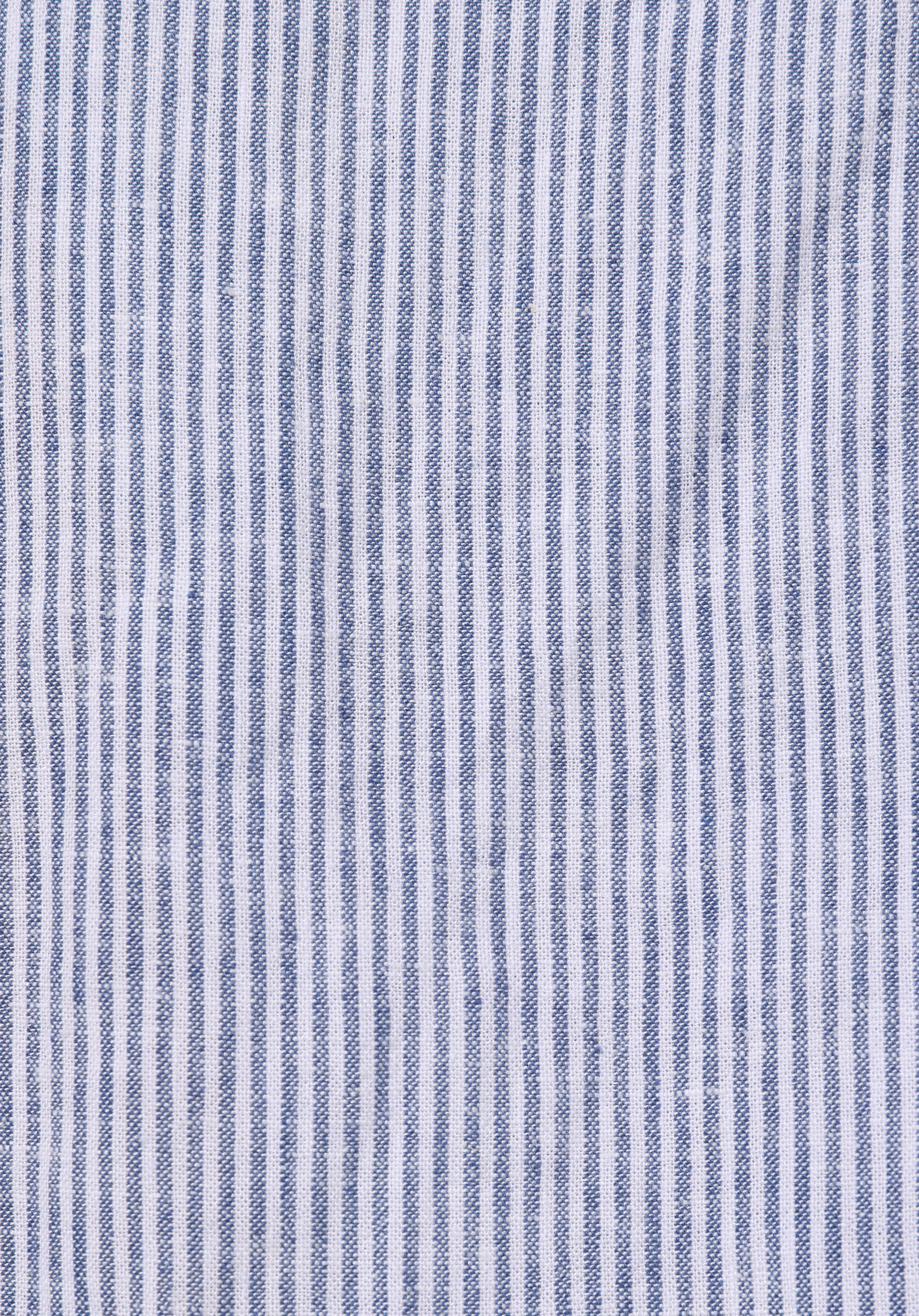 Regular Fit Yuvarlak Yaka Çizgili Kadın Mavi Kolsuz Gömlek