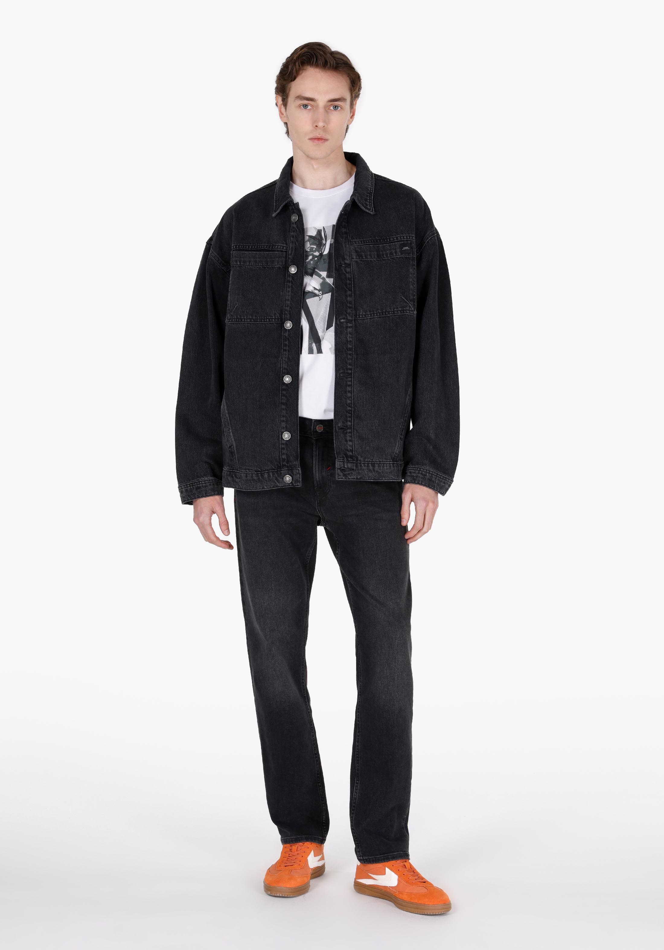 Oversize Fit Düğmeli Astarsız Erkek Ecologic Siyah  Ceket