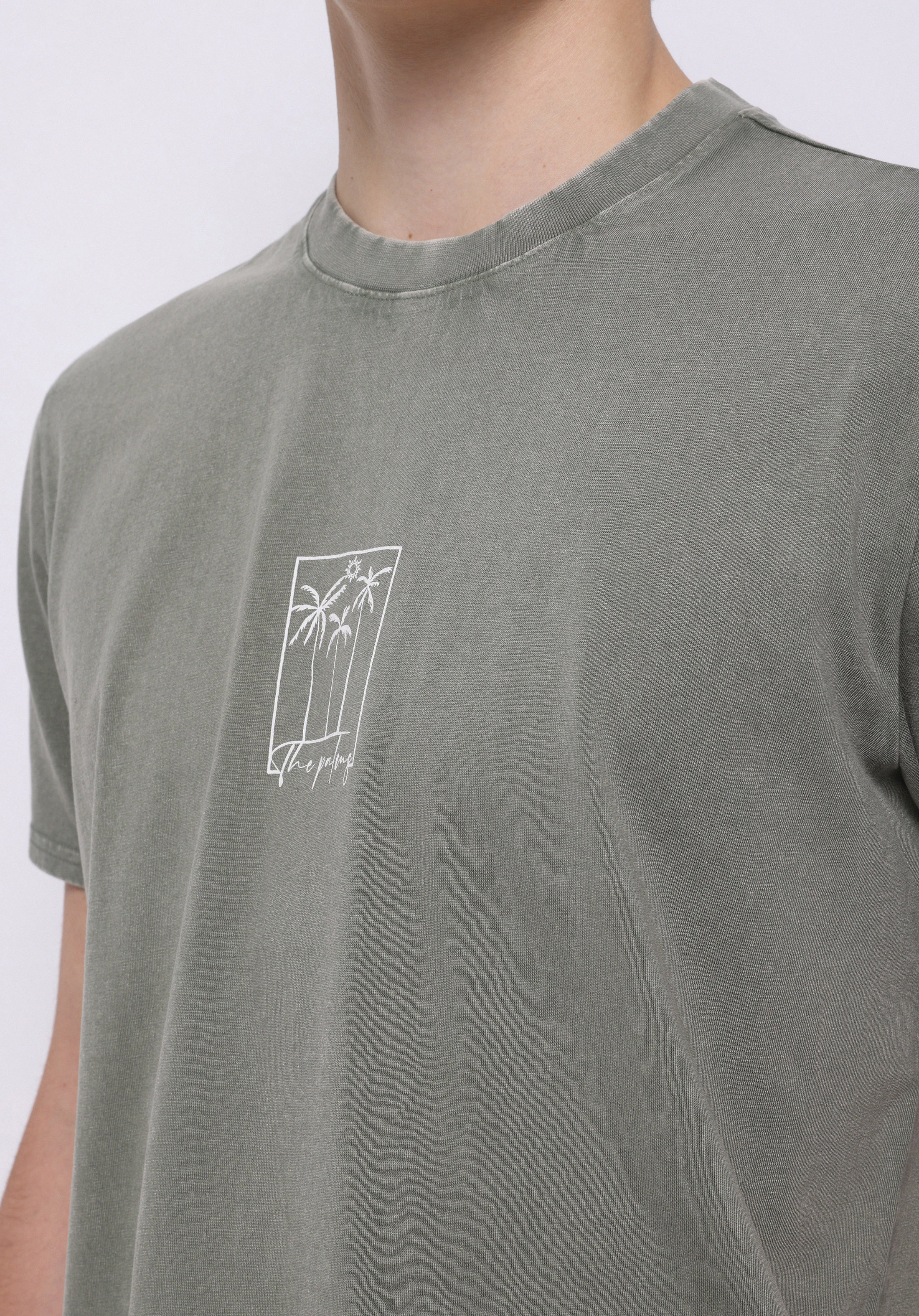 Regular Fit Yuvarlak Yaka Düz Erkek Yeşil Kısa Kol Tişört