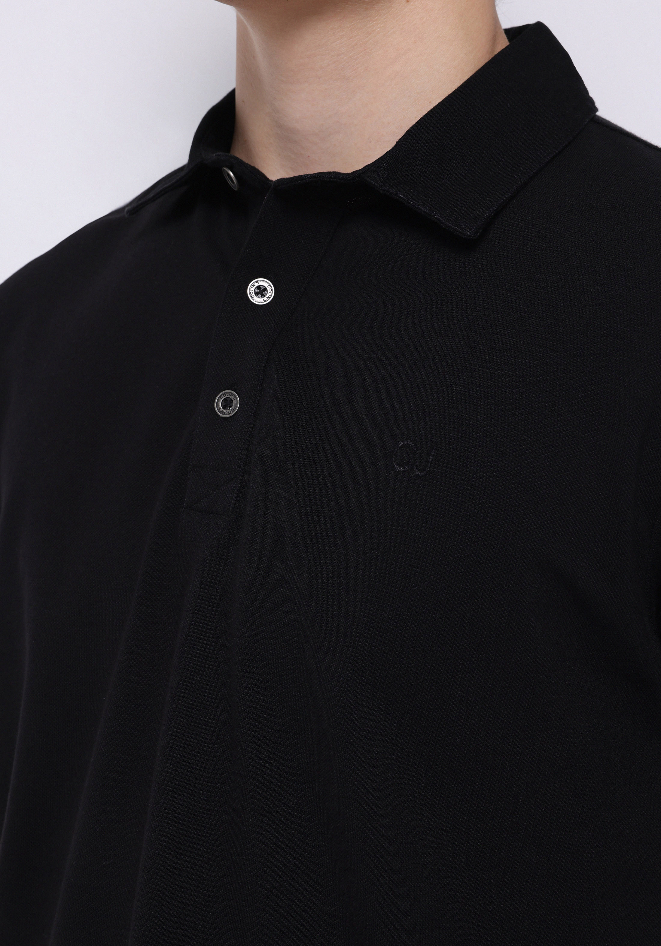 Regular Fit Polo Yaka Düz Erkek Siyah Kısa Kol Tişört