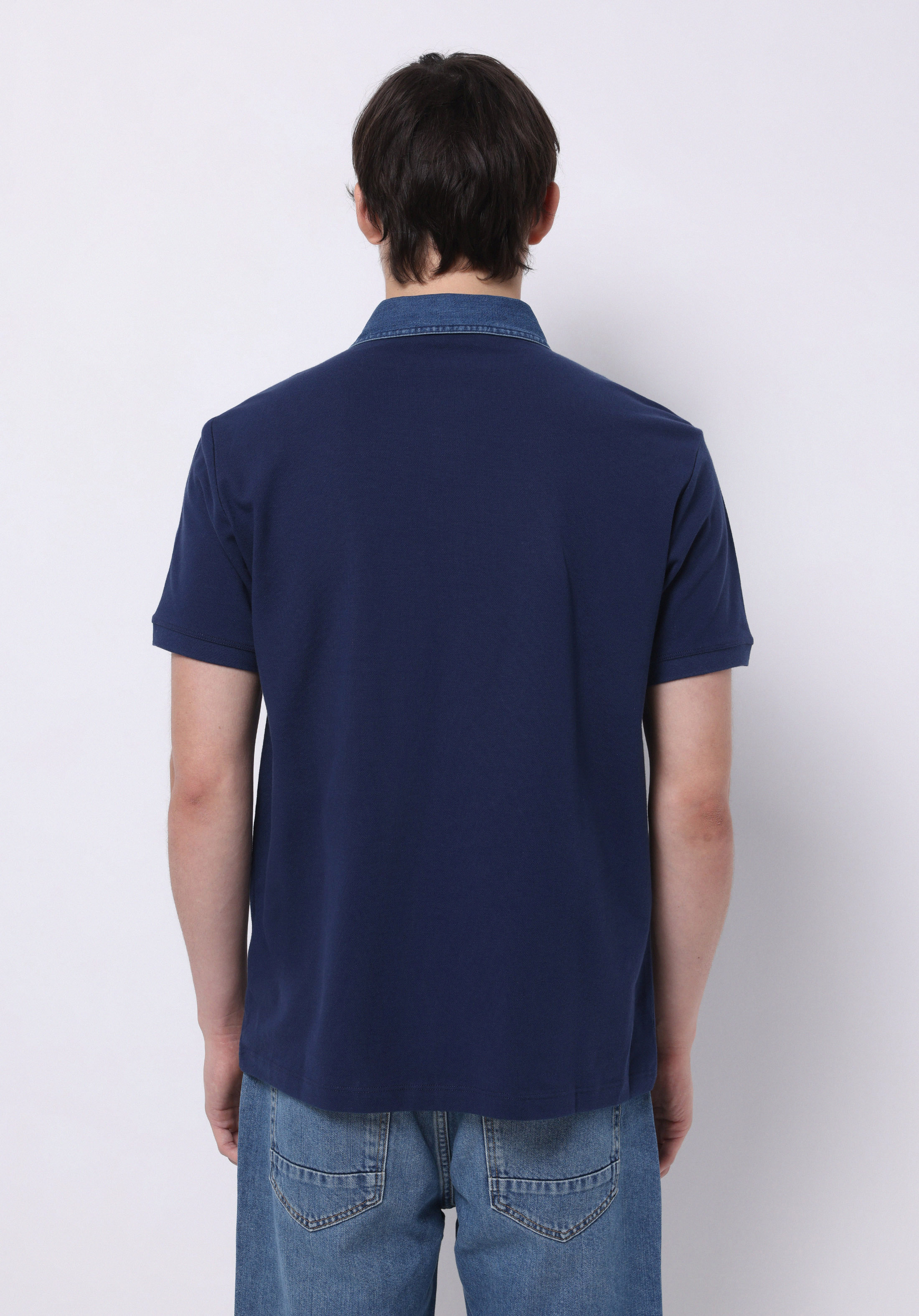 Regular Fit Polo Yaka Düz Erkek Mavi Kısa Kol Tişört