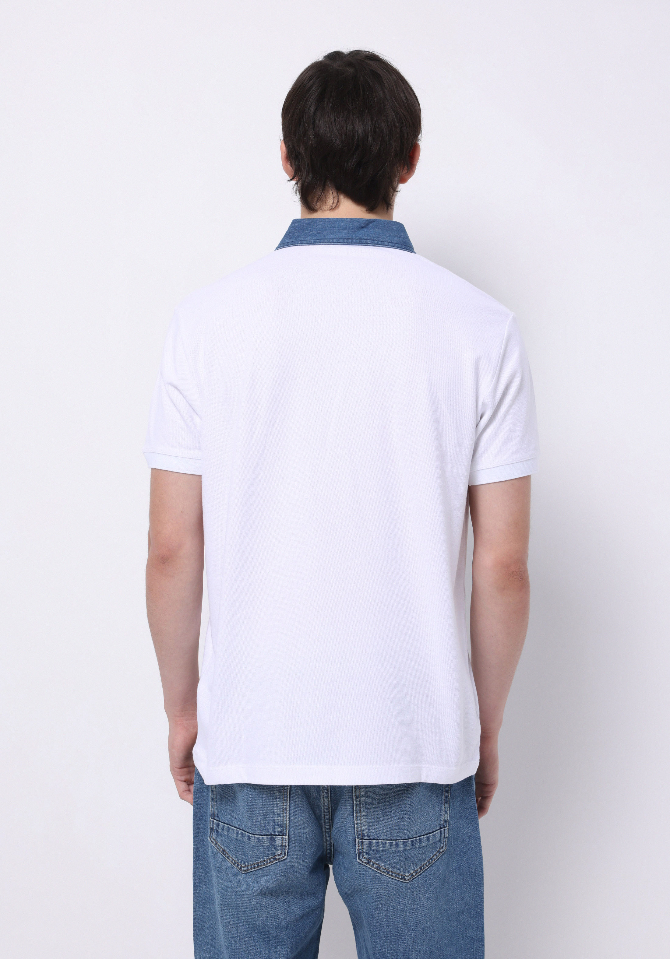 Regular Fit Polo Yaka Düz Erkek Beyaz Kısa Kol Tişört