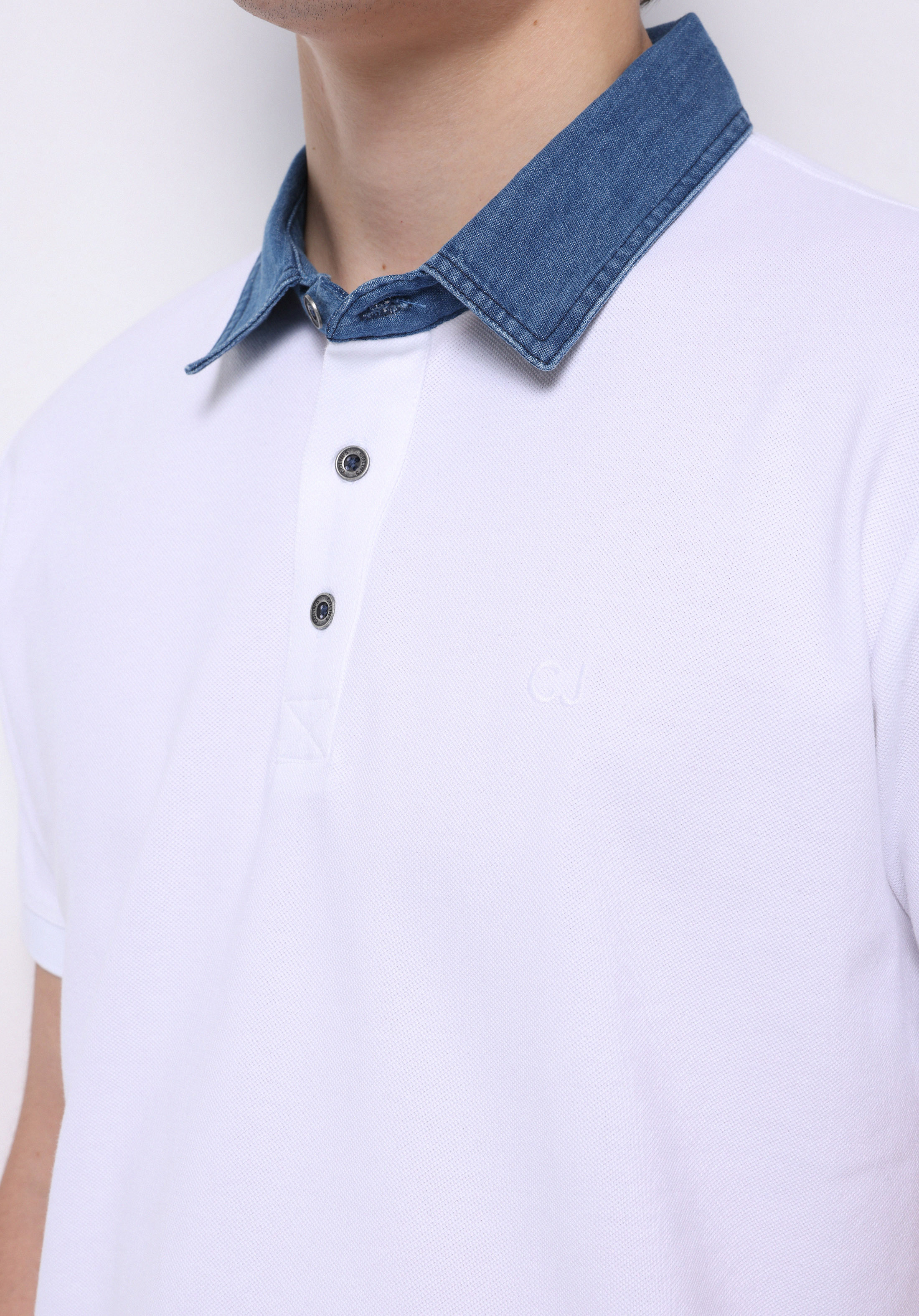Regular Fit Polo Yaka Düz Erkek Beyaz Kısa Kol Tişört