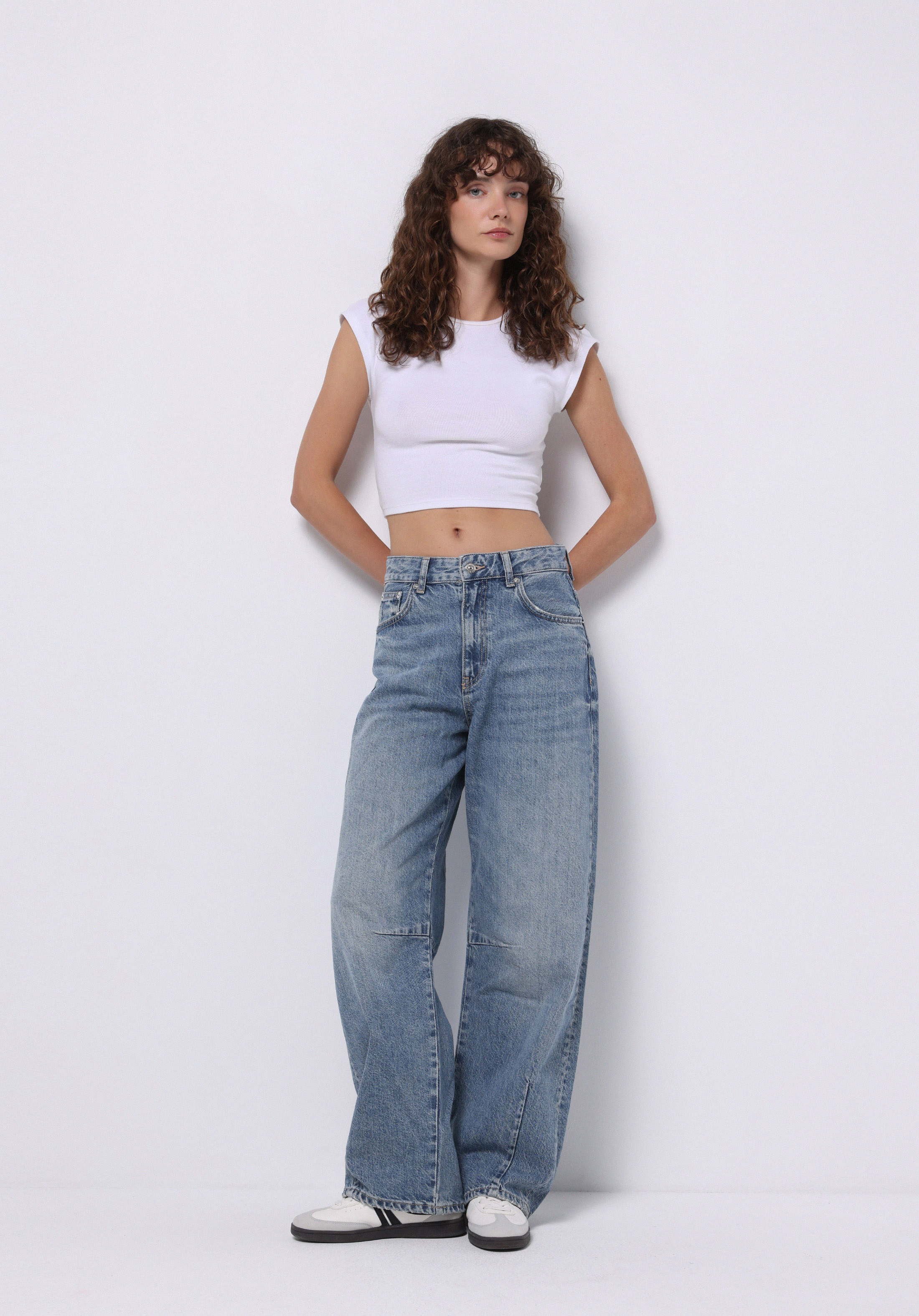 Baggy Fit   Kadın İndigo Jean Pantolon