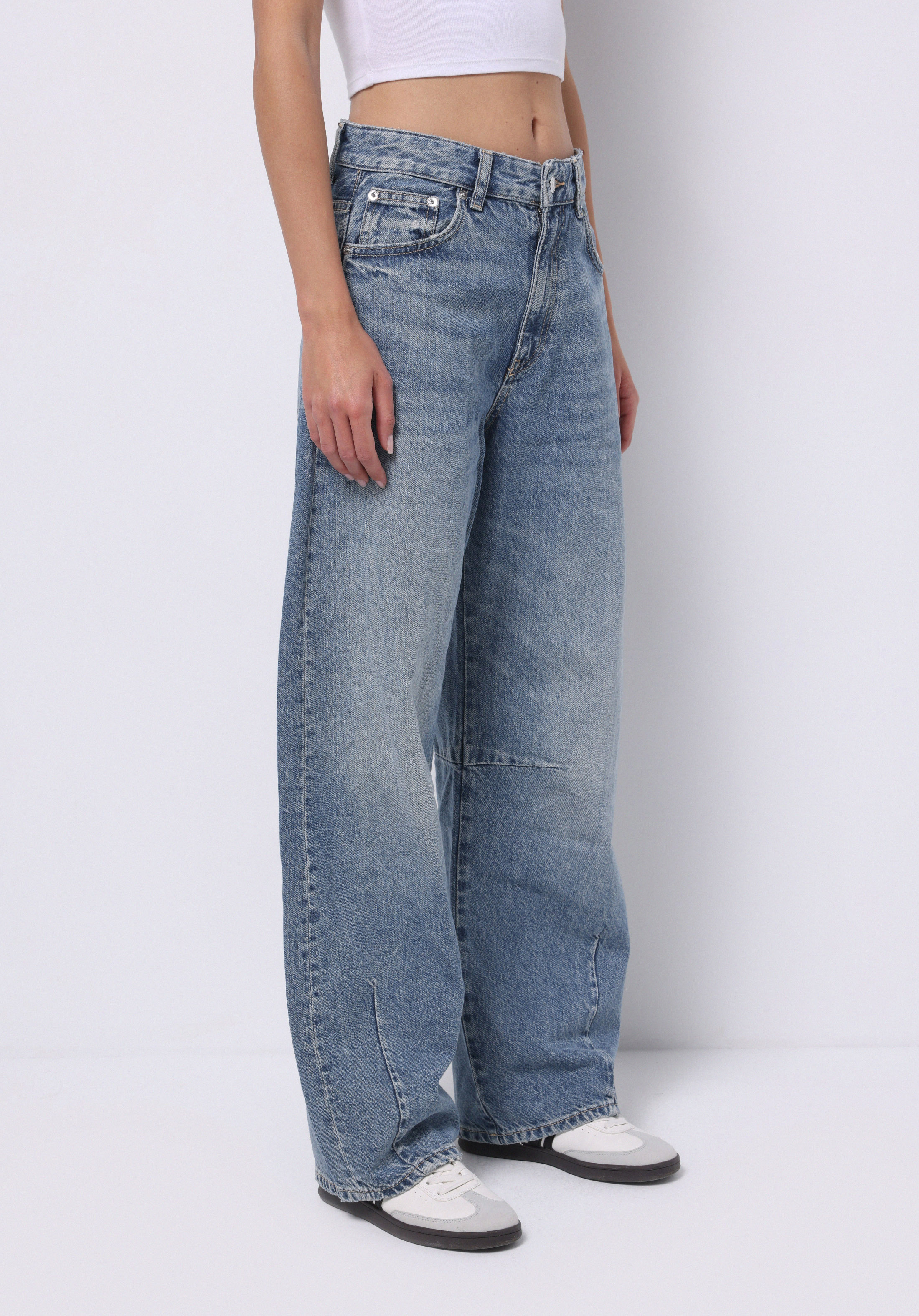 Baggy Fit   Kadın İndigo Jean Pantolon