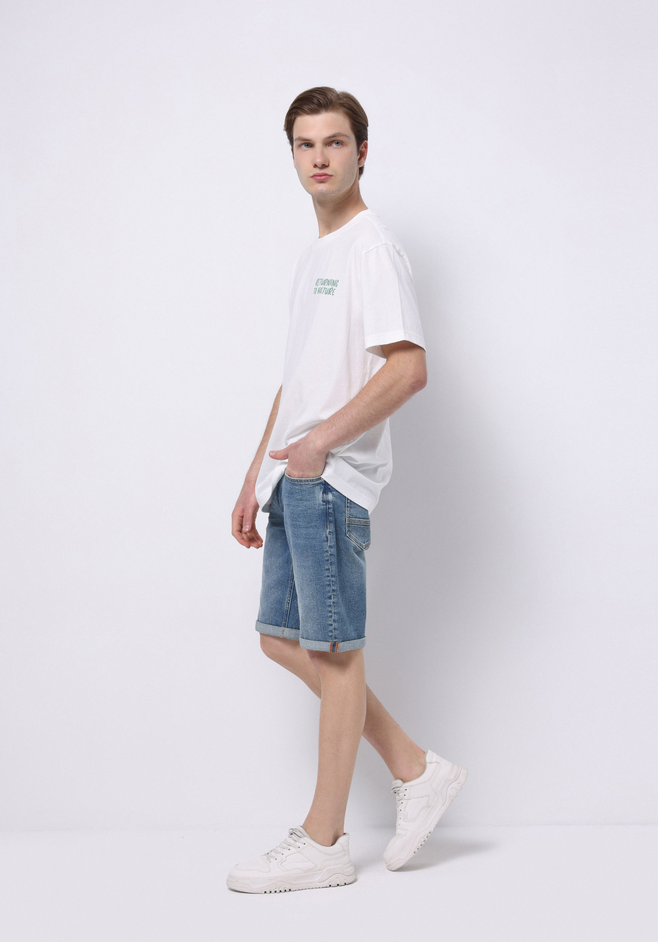 Straight Fit Düşük Bel Düz Erkek Denim Jean Şort