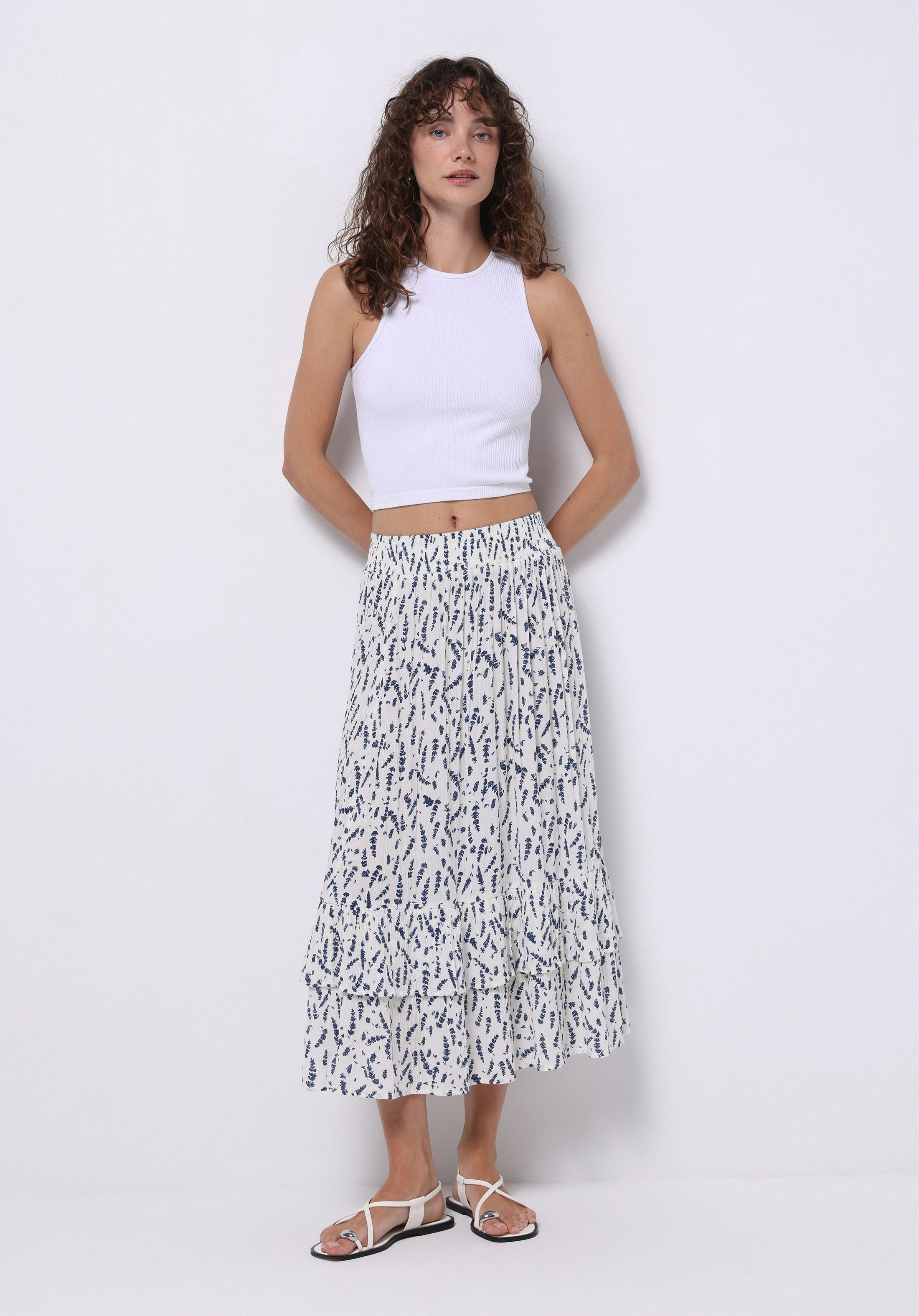 Maxi Length Baskılı  Kadın Çok Renkli Etek
