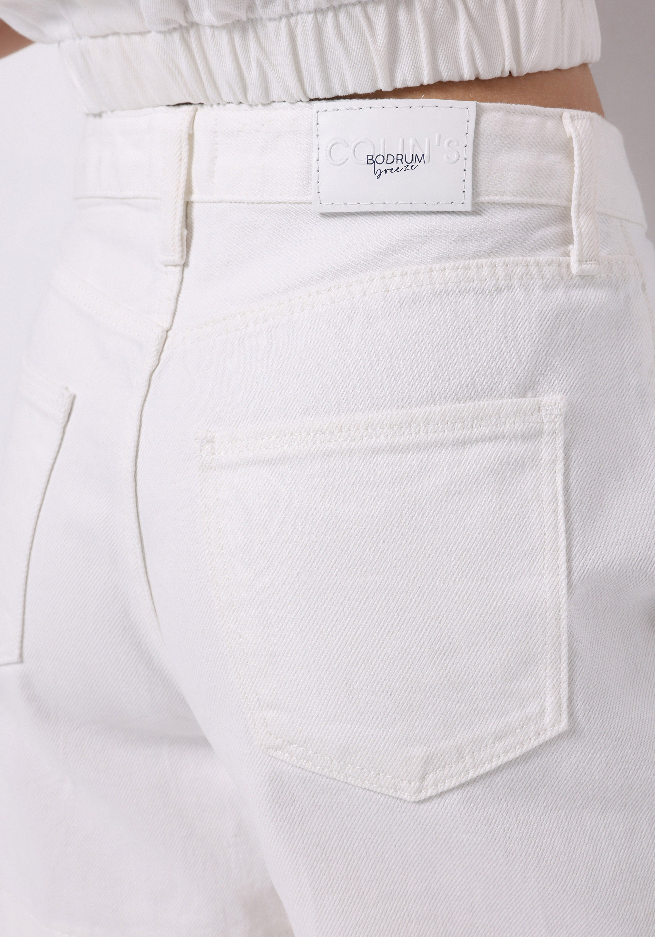 Regular Fit Yüksel Bel Düz Kadın Beyaz Ecologic Jean Şort
