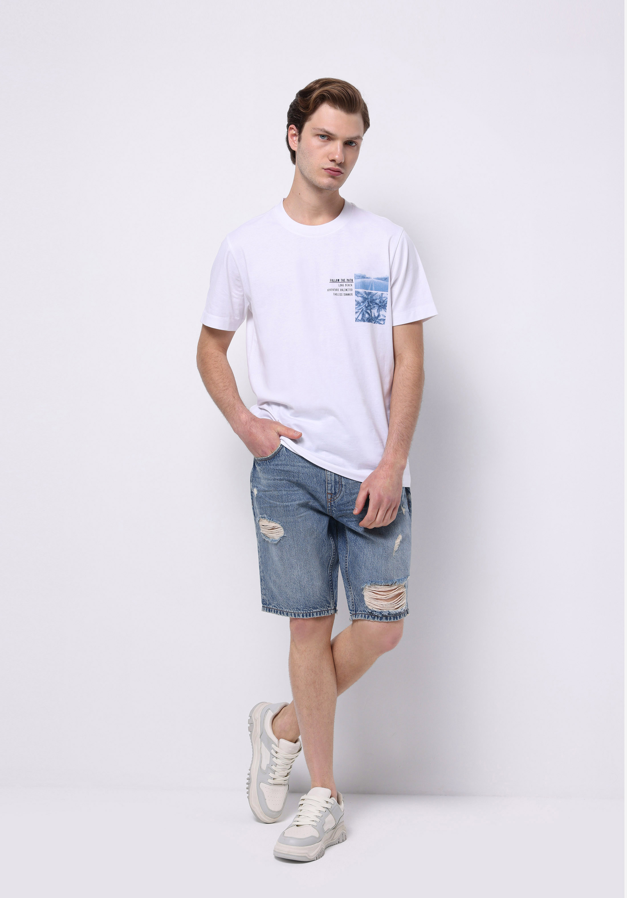 Regular Fit Orta Bel Düz Erkek Denim Jean Şort