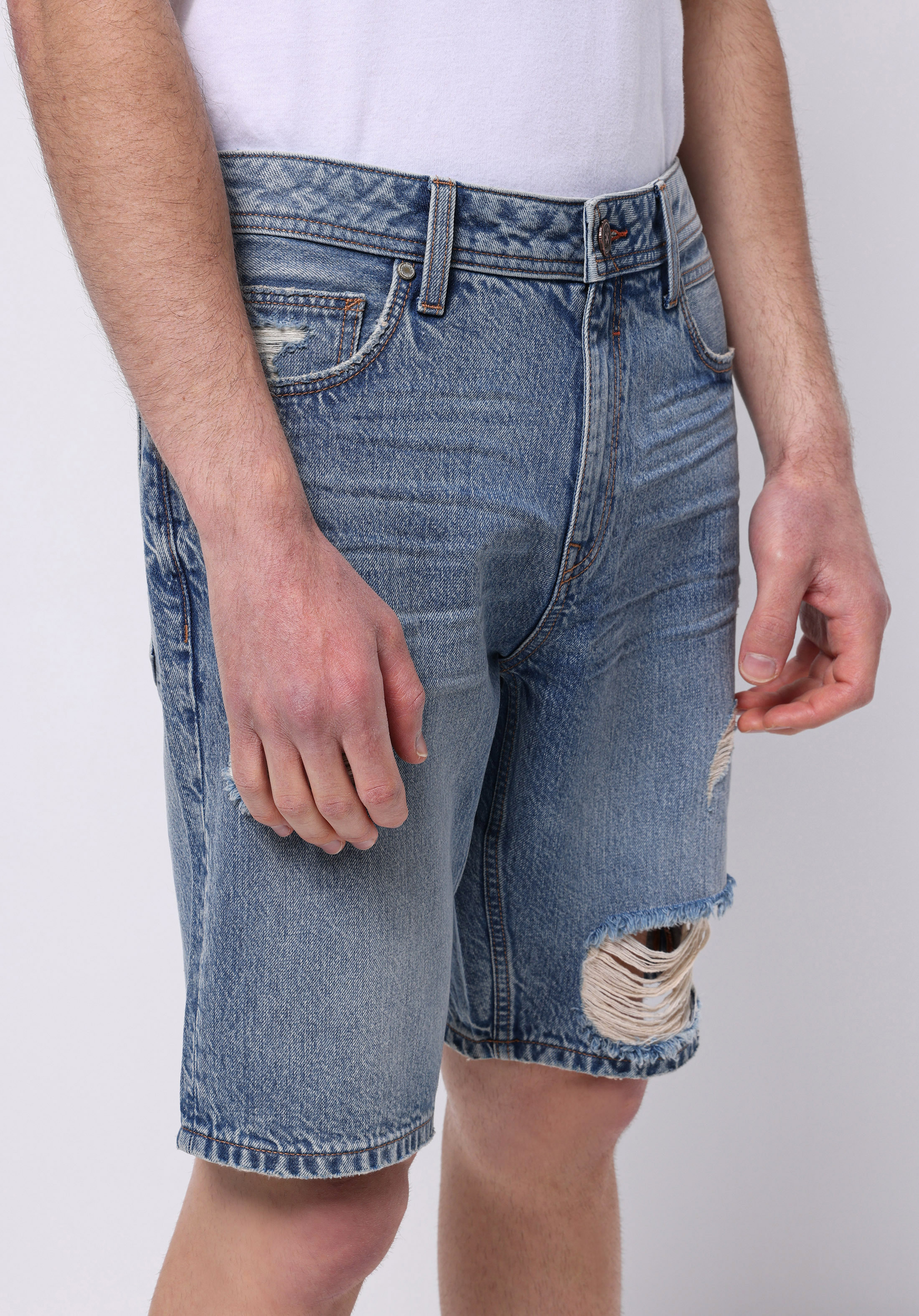 Regular Fit Orta Bel Düz Erkek Denim Jean Şort