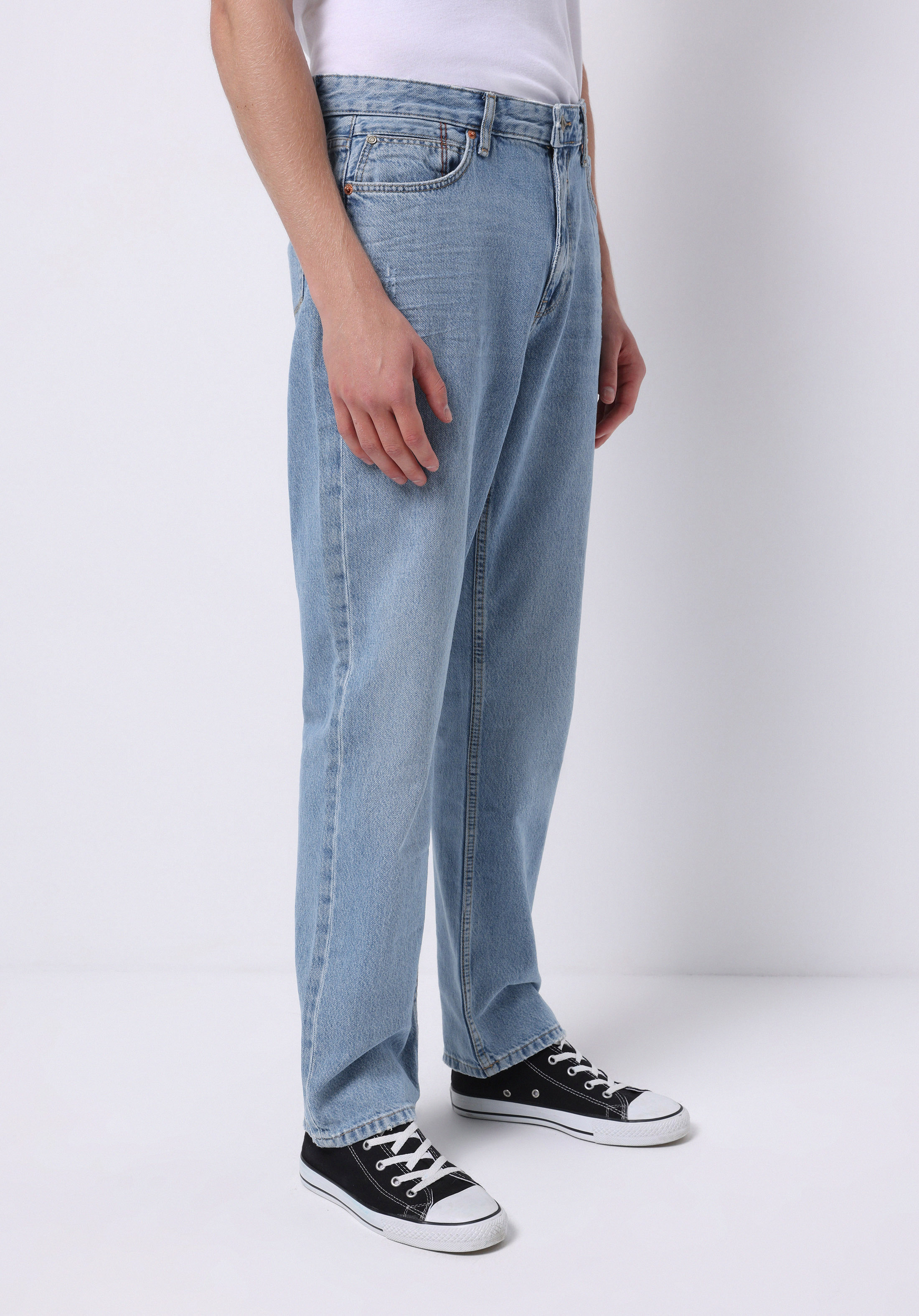 Regular Fit Orta Bel Düz Paça Erkek İndigo Jean Pantolon