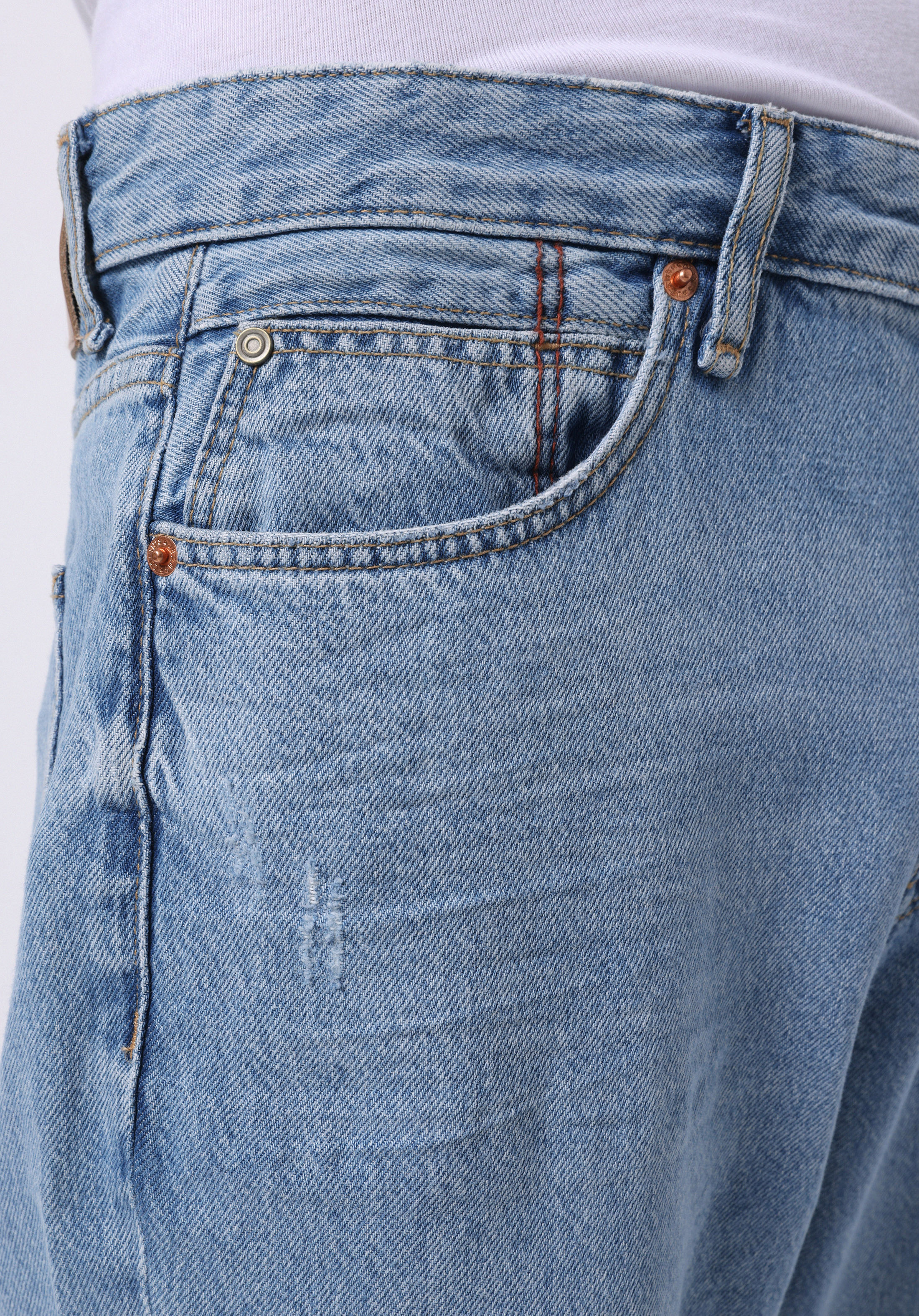 Regular Fit Orta Bel Düz Paça Erkek İndigo Jean Pantolon