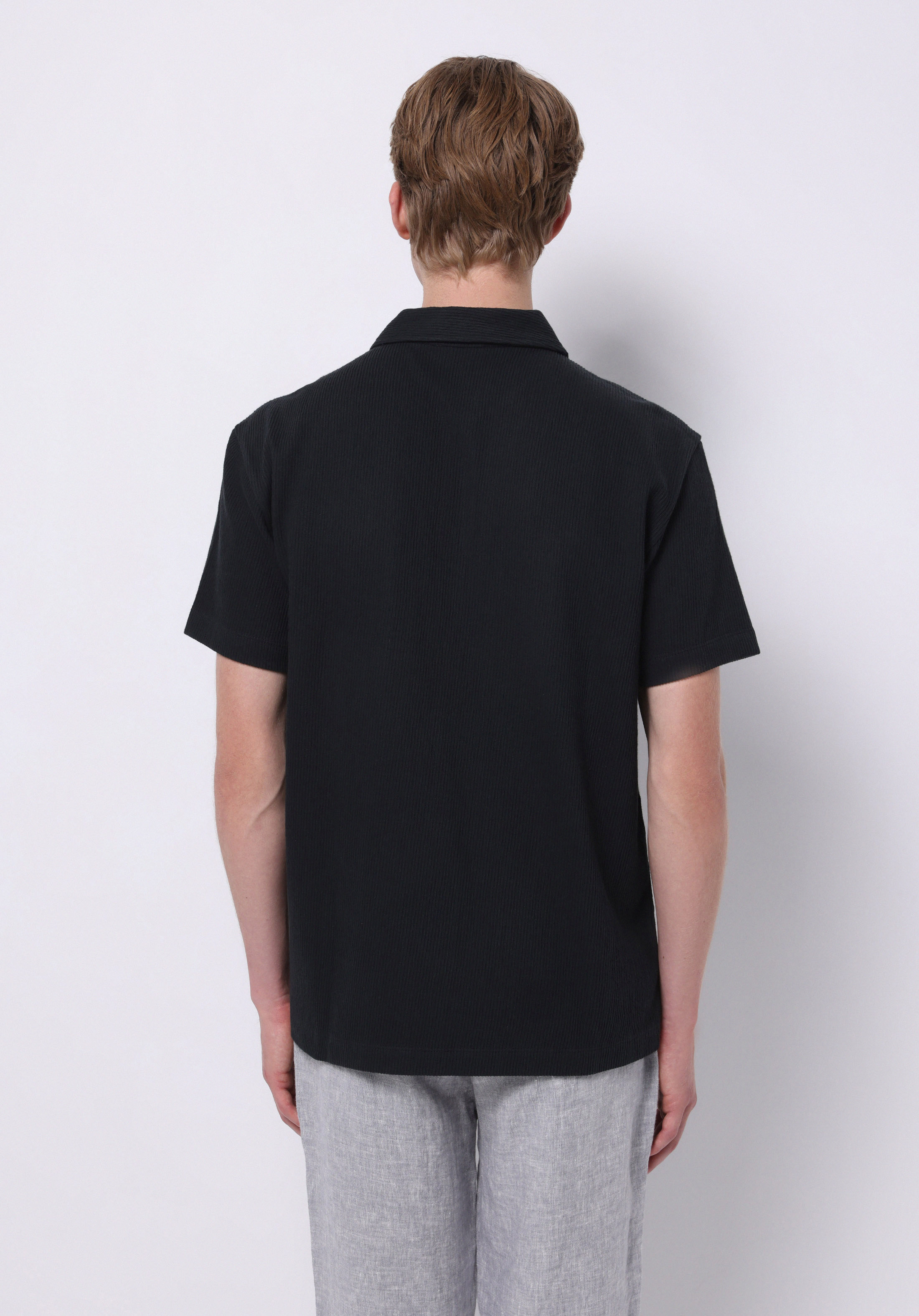 Comfort Fit Polo Yaka Düz Erkek Lacivert Kısa Kol Tişört