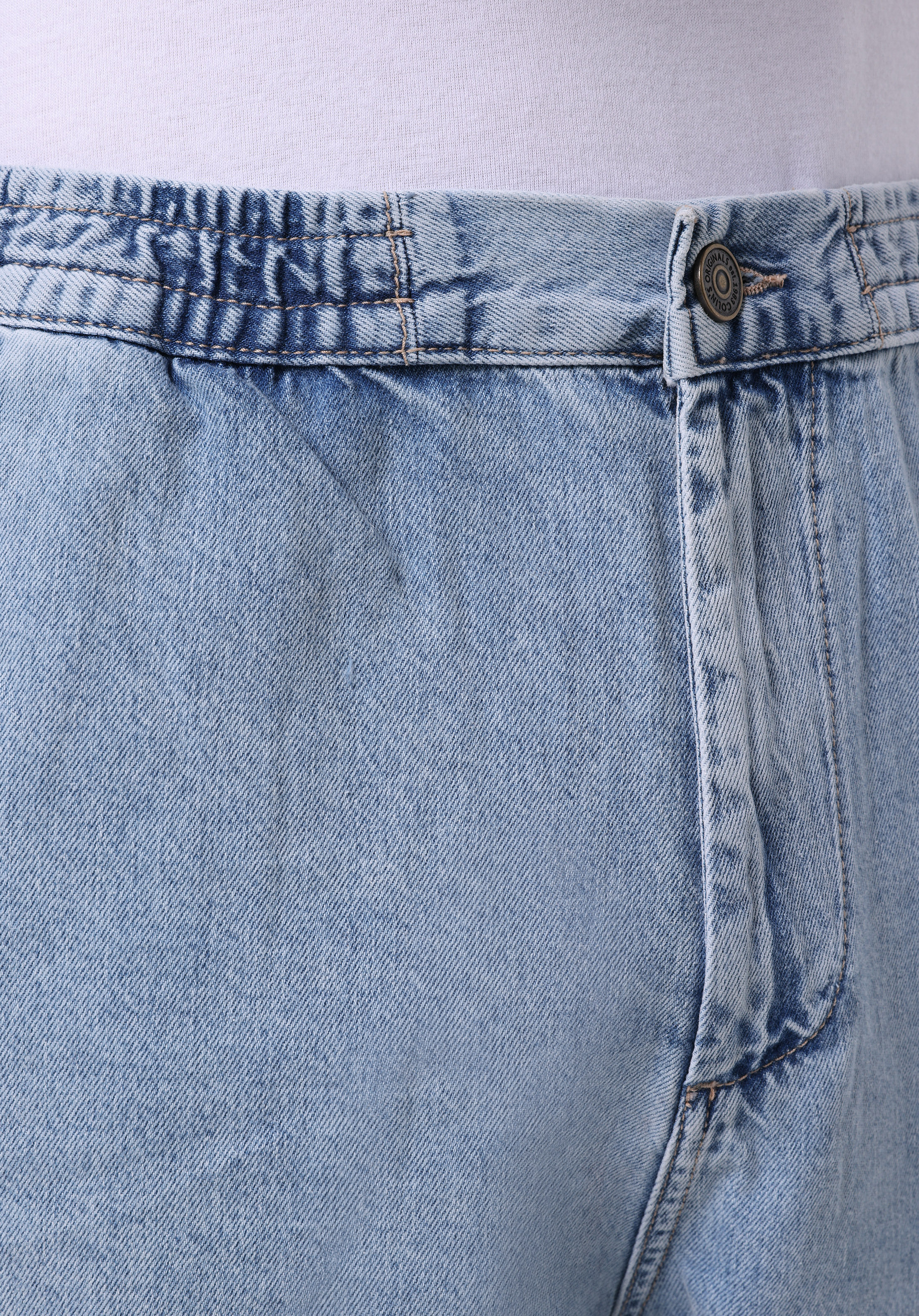 Regular Fit Orta Bel Düz Erkek İndigo Jean Şort