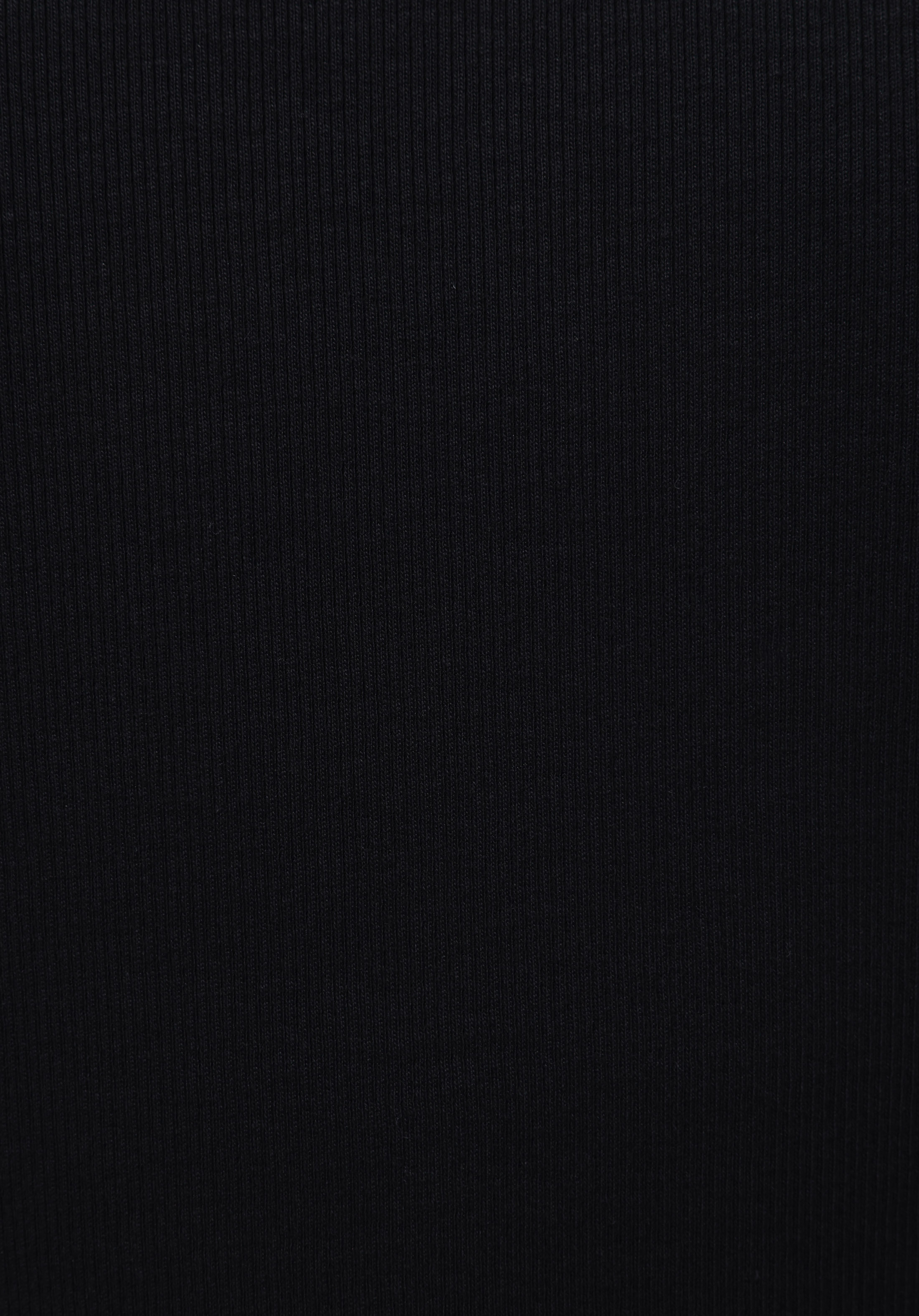 Slim Fit Yarım Balıkçı Yaka Düz Erkek Siyah Uzun Kol Tişört