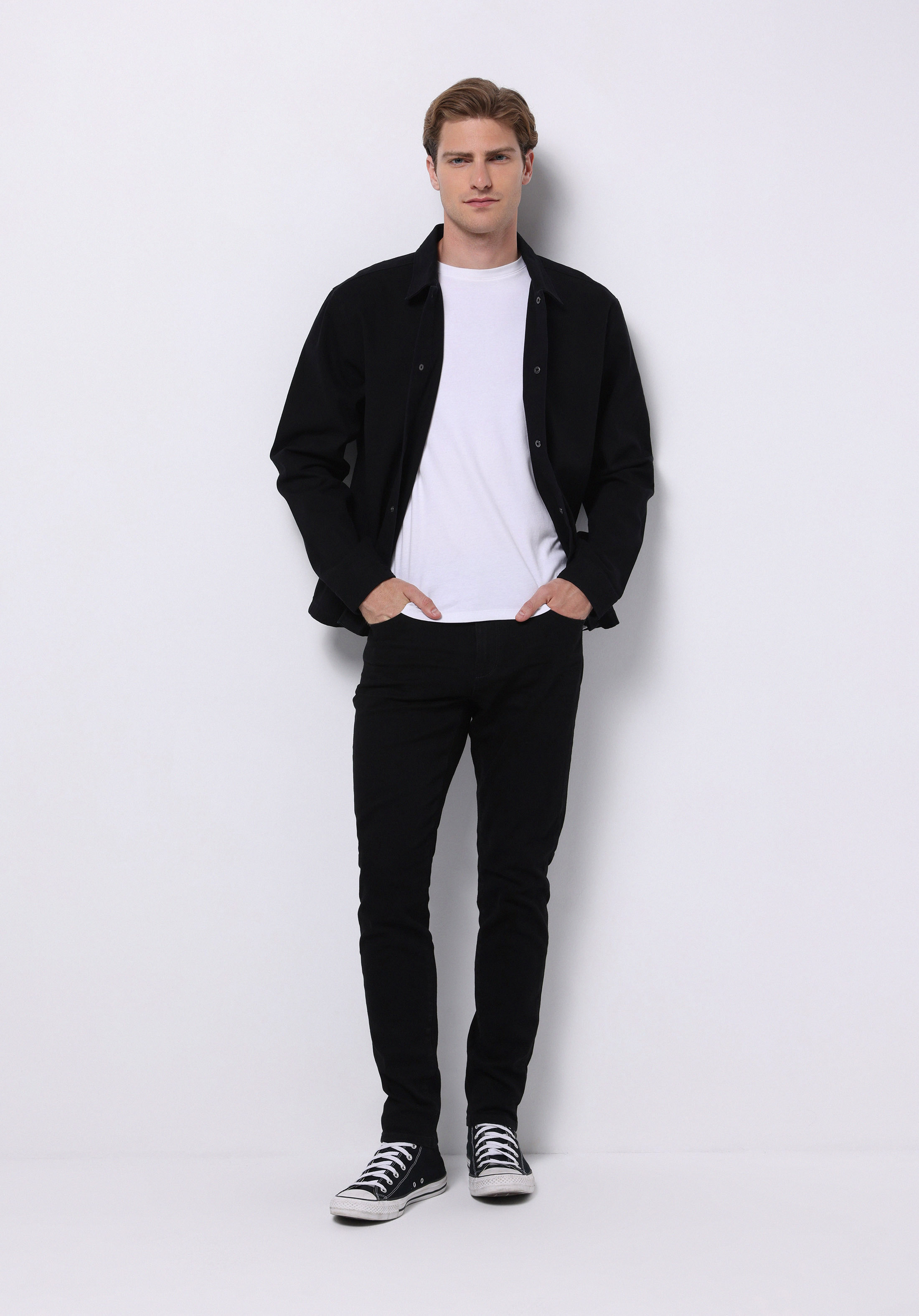Crop Fit   Erkek Siyah Shacket
