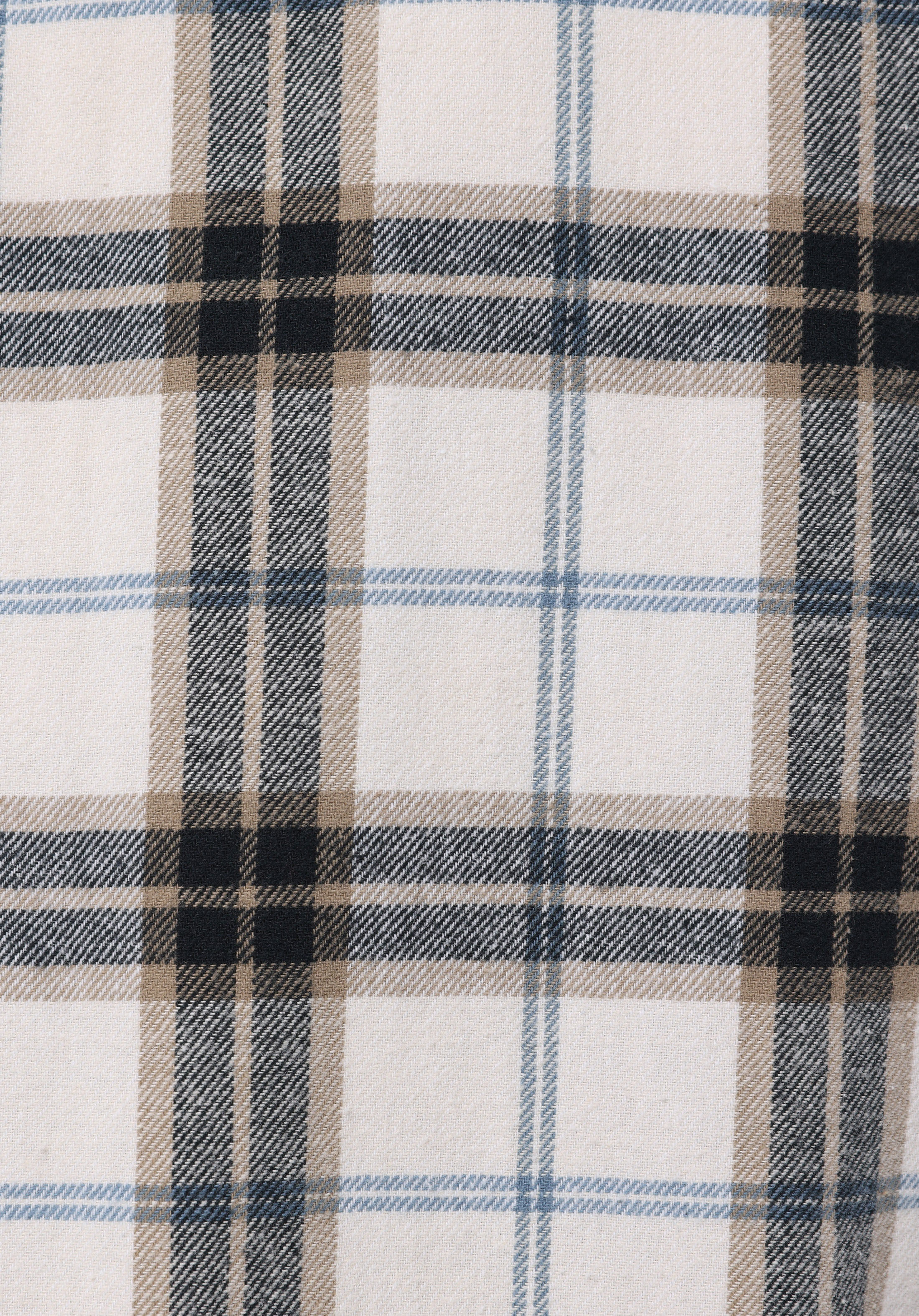 Regular Fit Shirt Neck Ekoseli Erkek Ekru Uzun Kol Gömlek