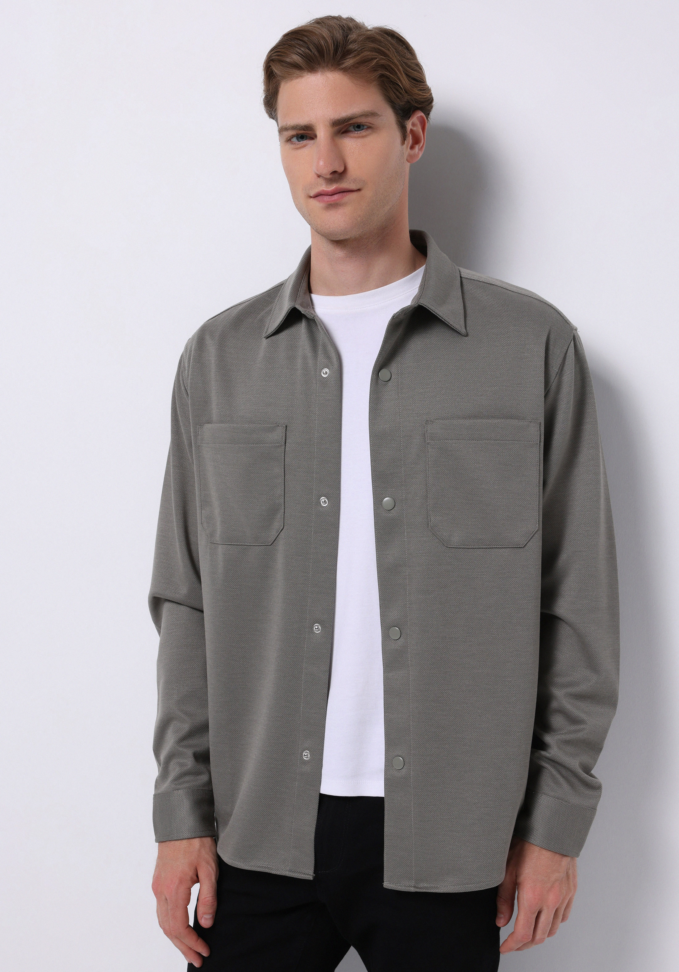 Regular Fit   Erkek Yeşil Shacket