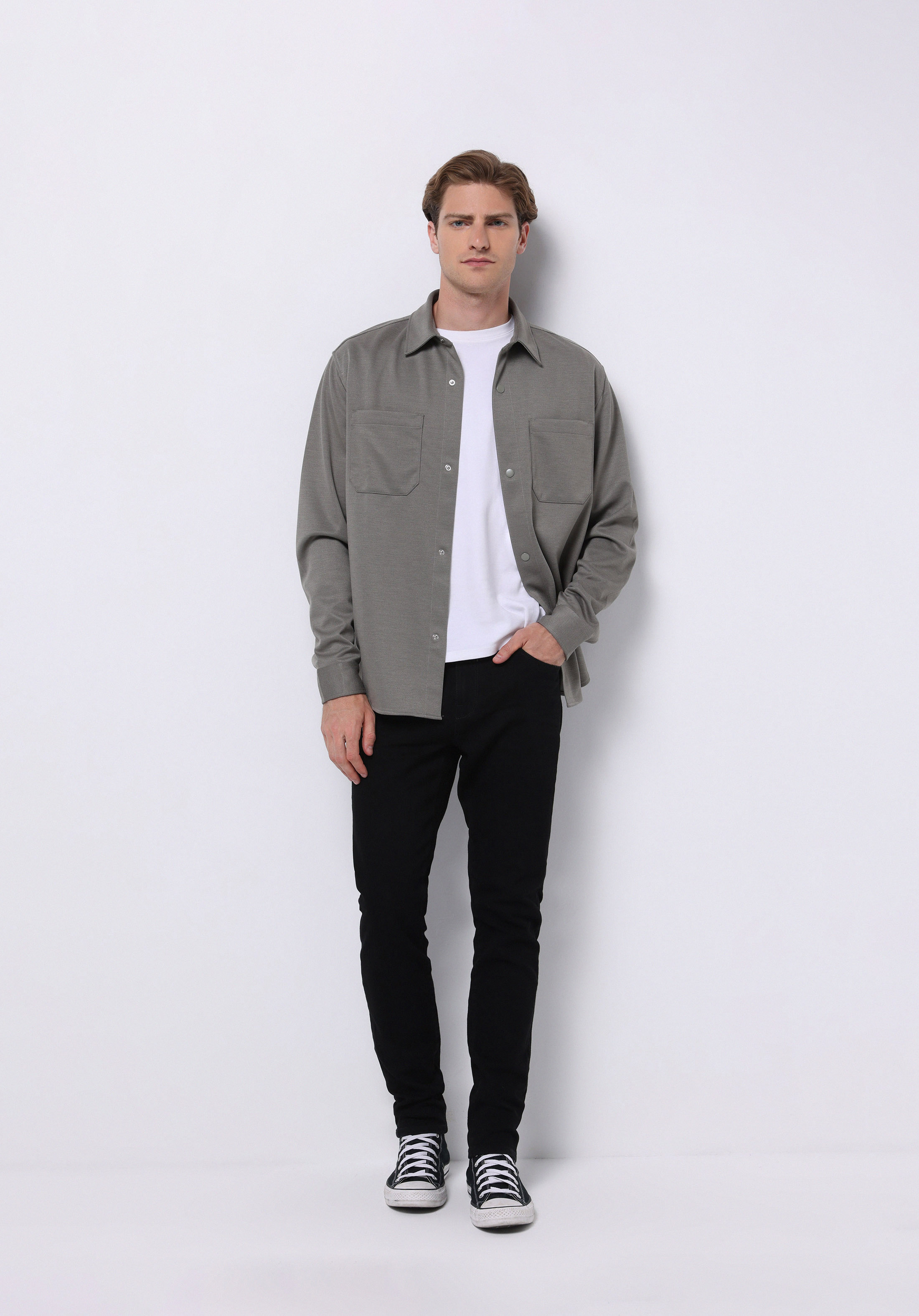 Regular Fit   Erkek Yeşil Shacket