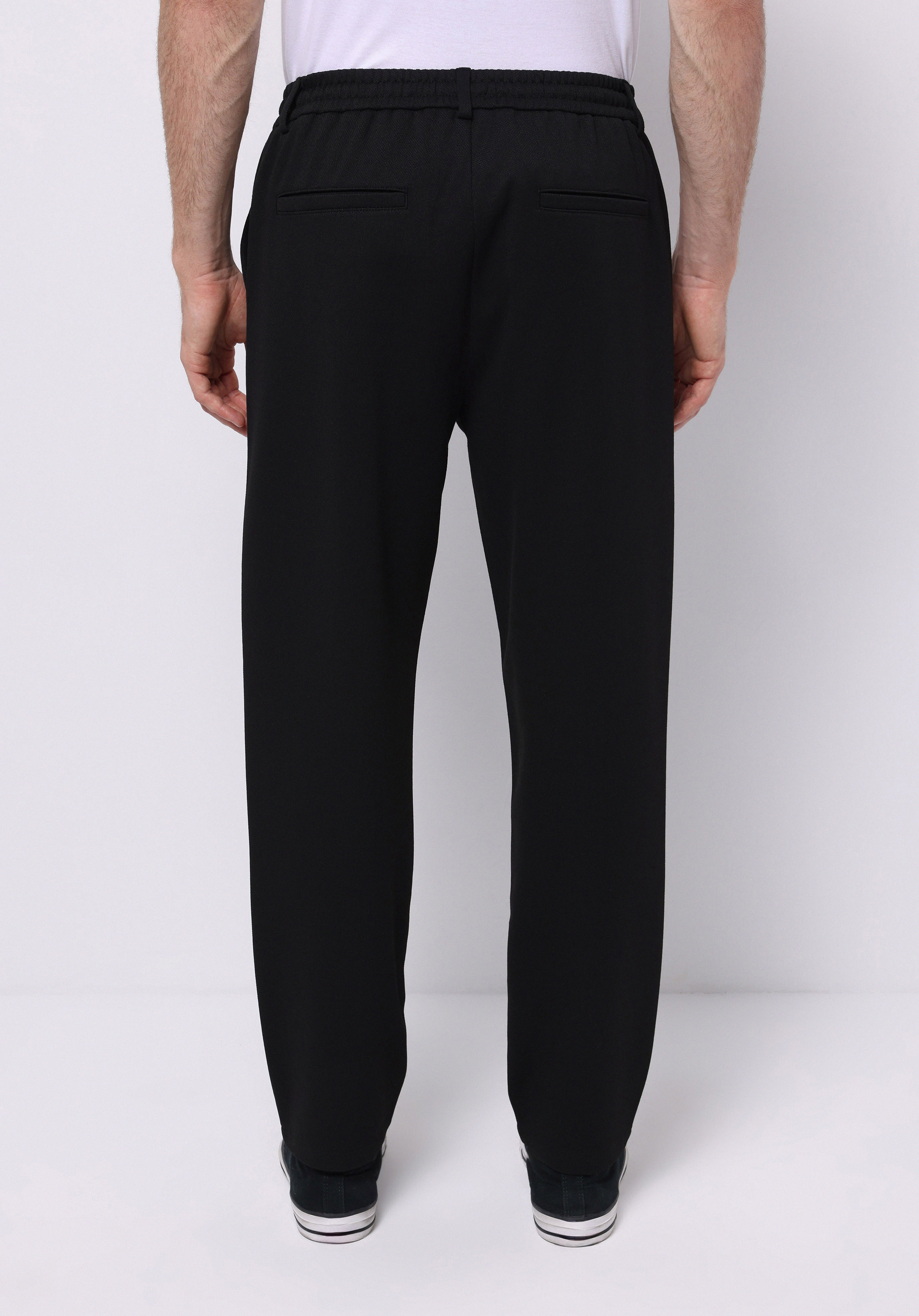 Regular Fit Orta Bel Düz Paça Erkek Siyah  Pantolon