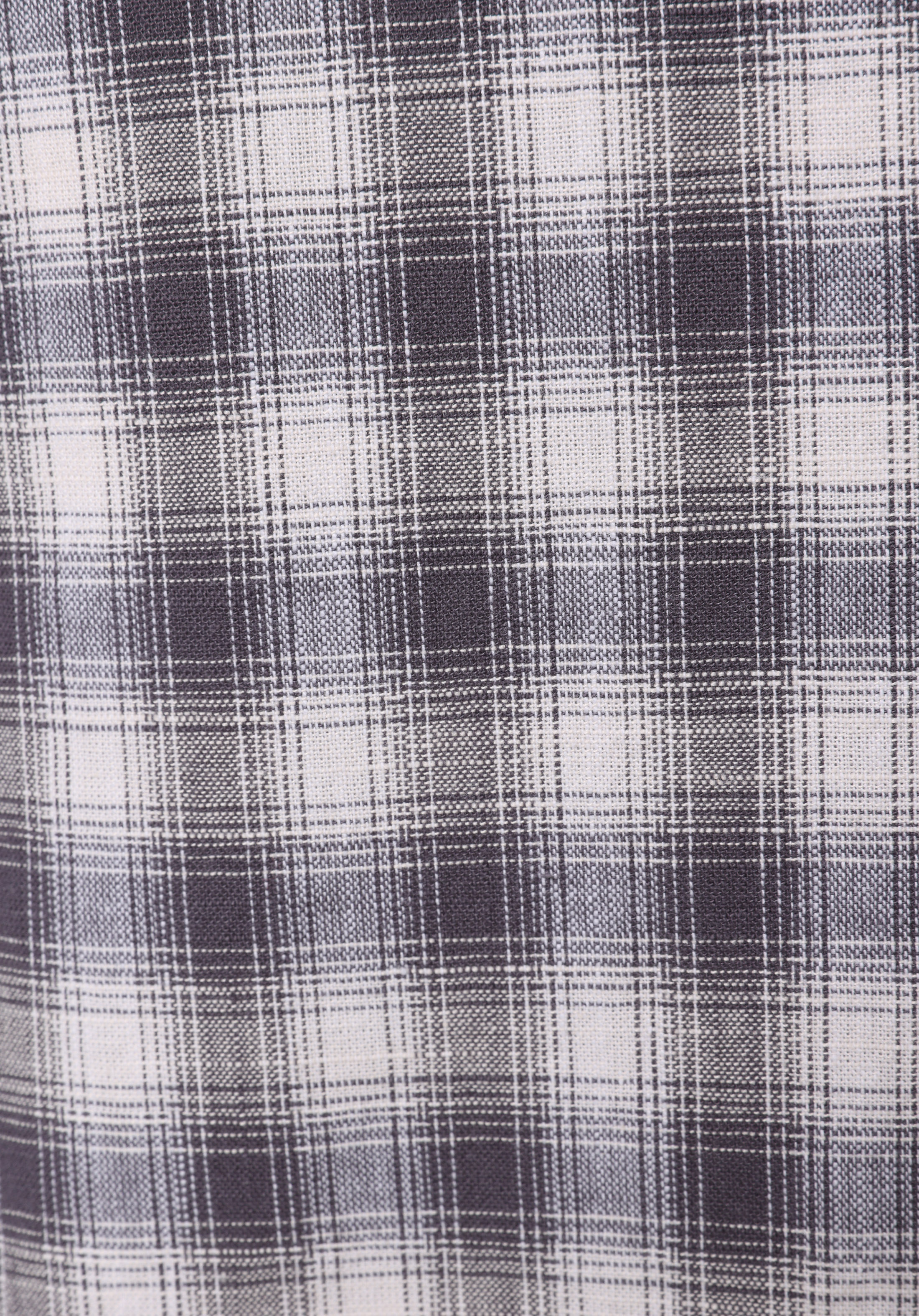 Boxy Fıt Shirt Neck Kareli Erkek Gri Uzun Kol Gömlek