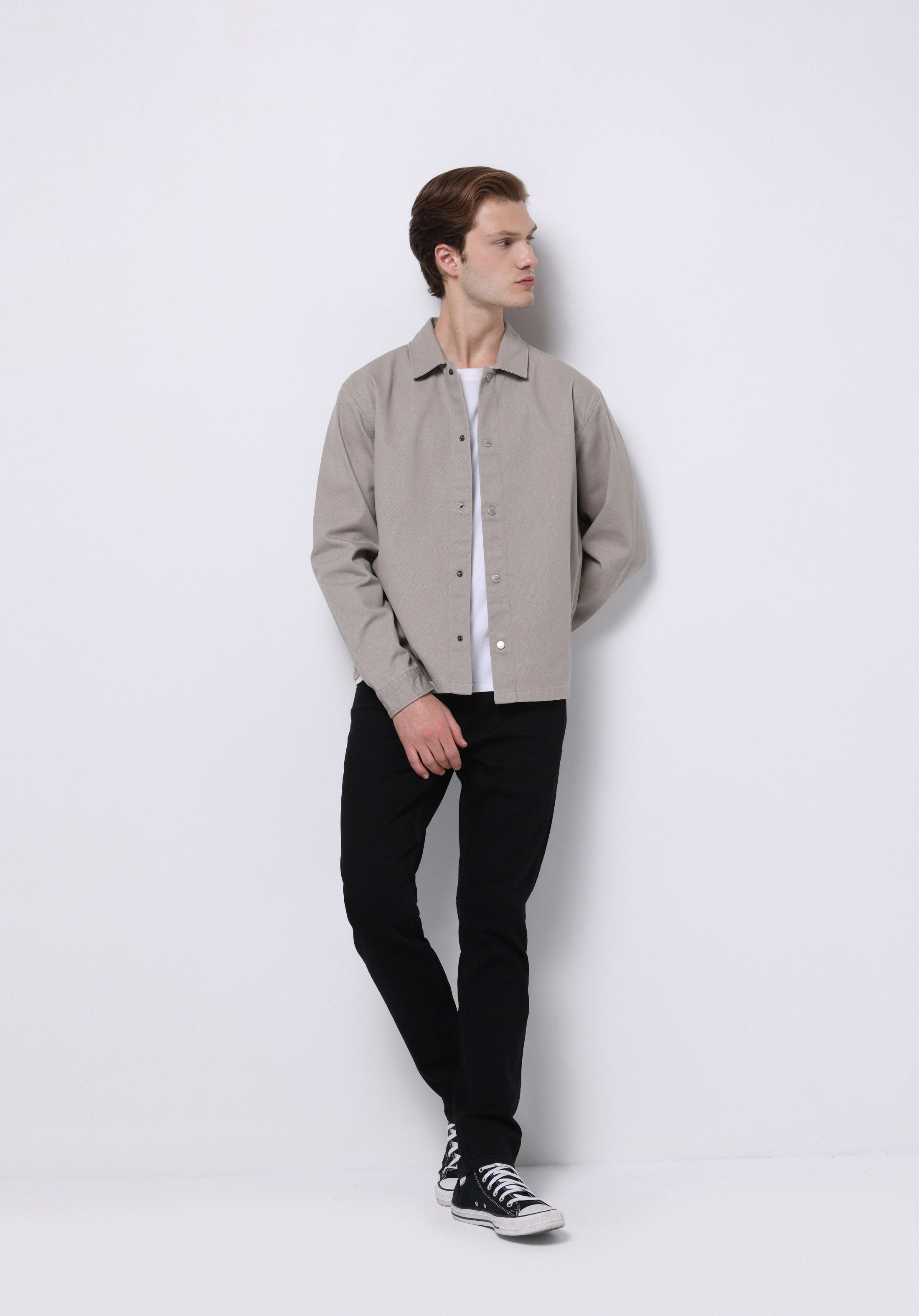 Crop Fit   Erkek Bej Shacket