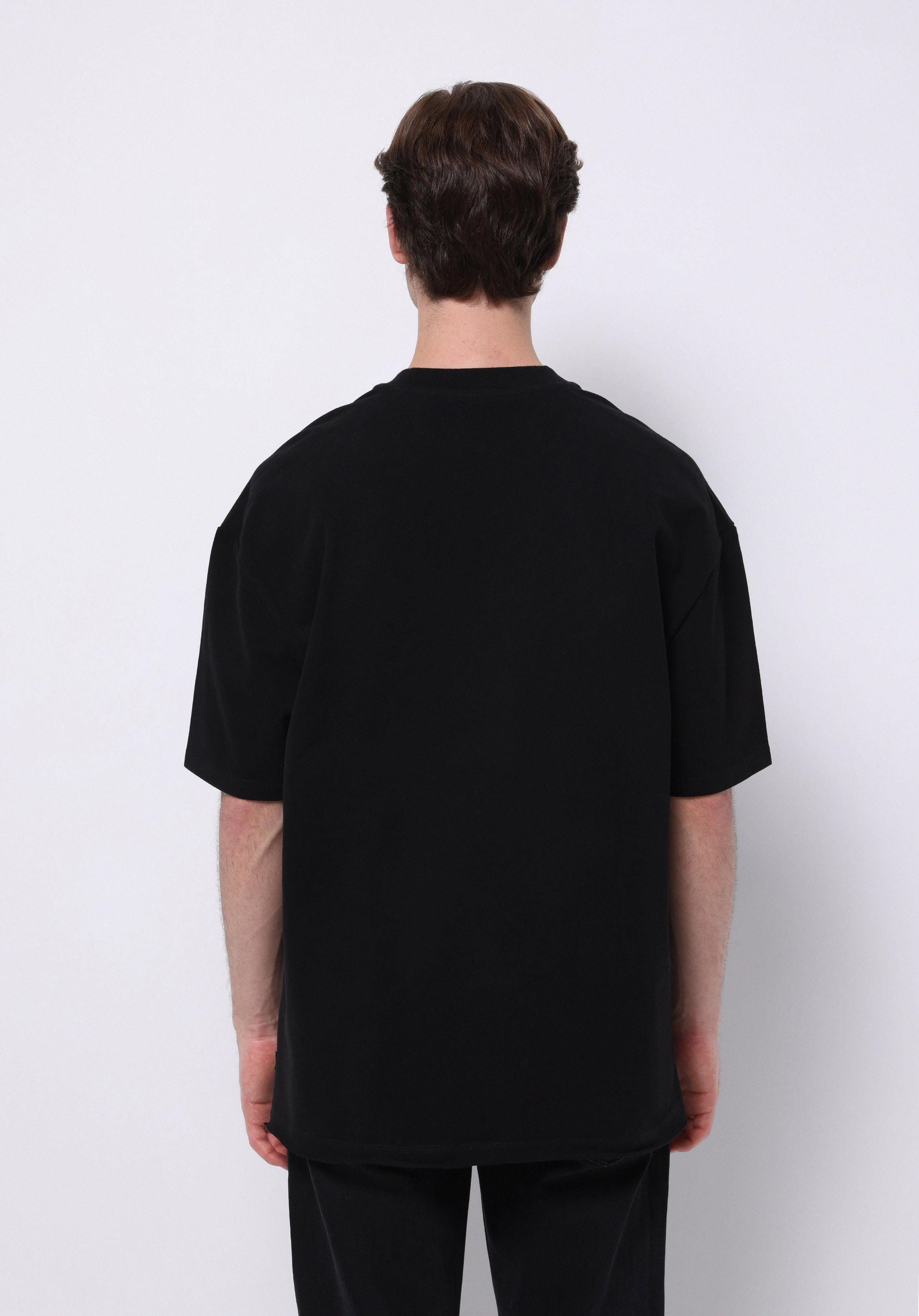 Oversize Fit Yuvarlak Yaka Düz Erkek Siyah Kısa Kol Tişört